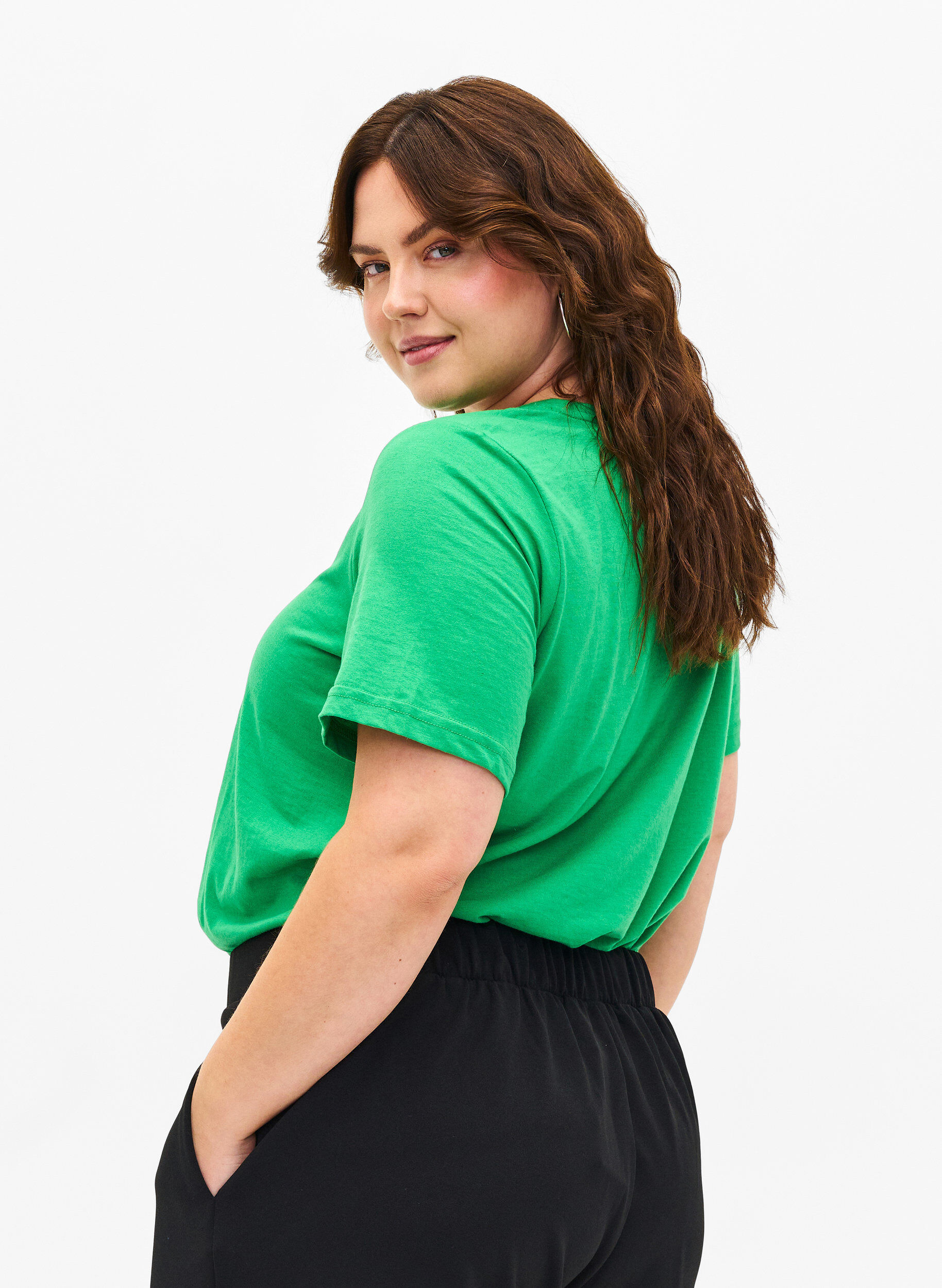 Zizzi FLASH - T-Shirt mit Rundhalsausschnitt, Kelly Green, Model image number 1