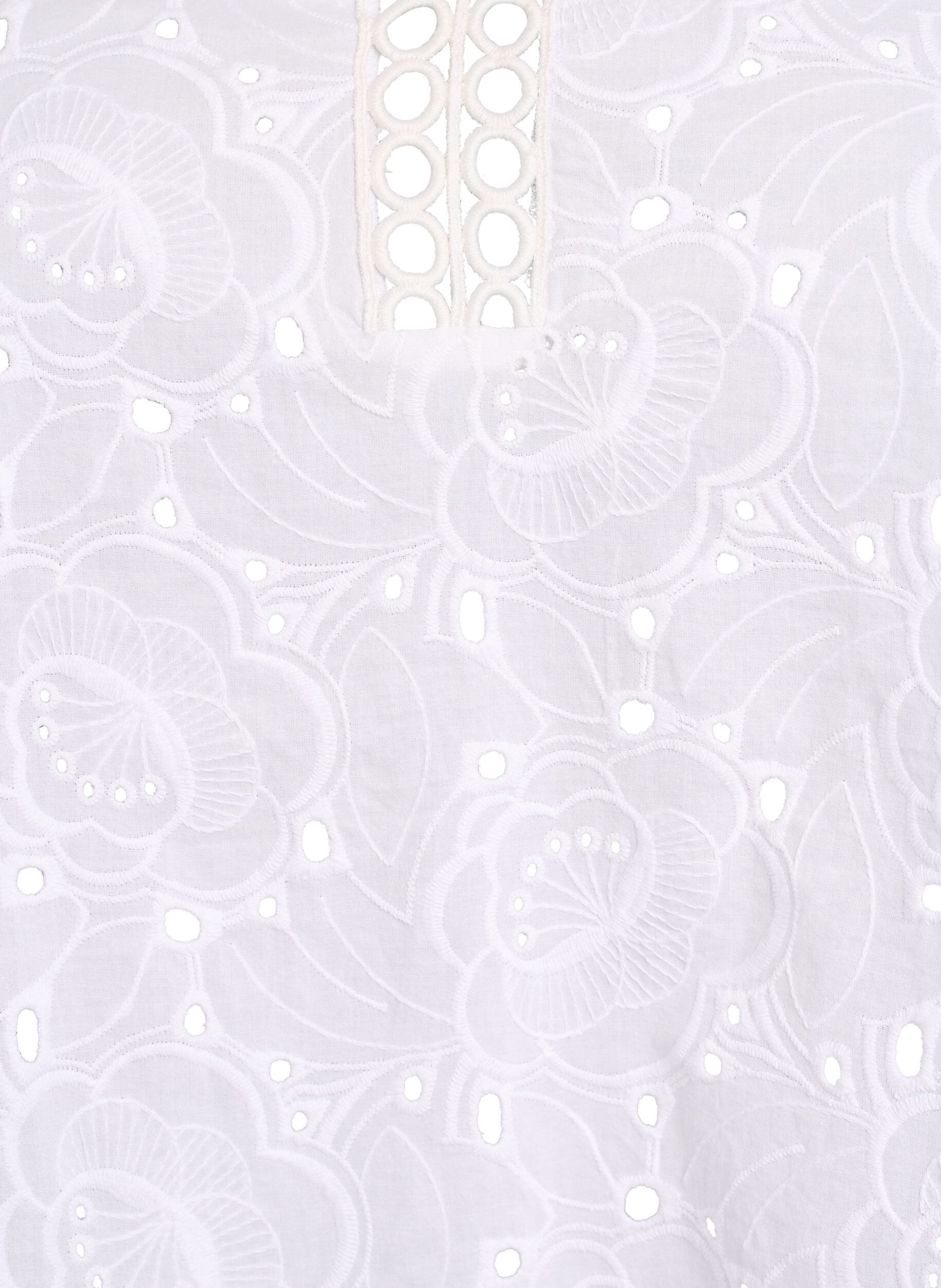 Zizzi Langarmbluse aus Baumwolle mit Lochstickerei, Wei&szlig;, Packshot image number 2