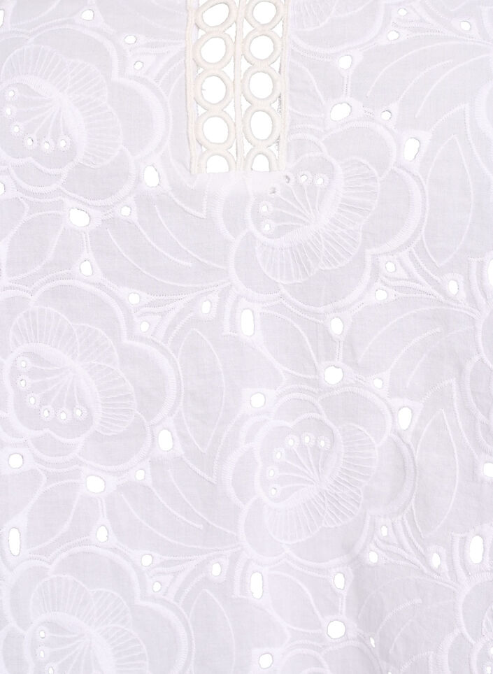 Langarmbluse aus Baumwolle mit Lochstickerei, Wei&szlig;, Packshot image number 2