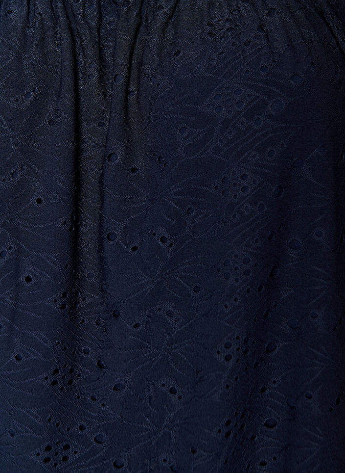 Blouse &agrave; manches courtes bouffantes et motif ajour&eacute;, Bleu, Packshot image number 2