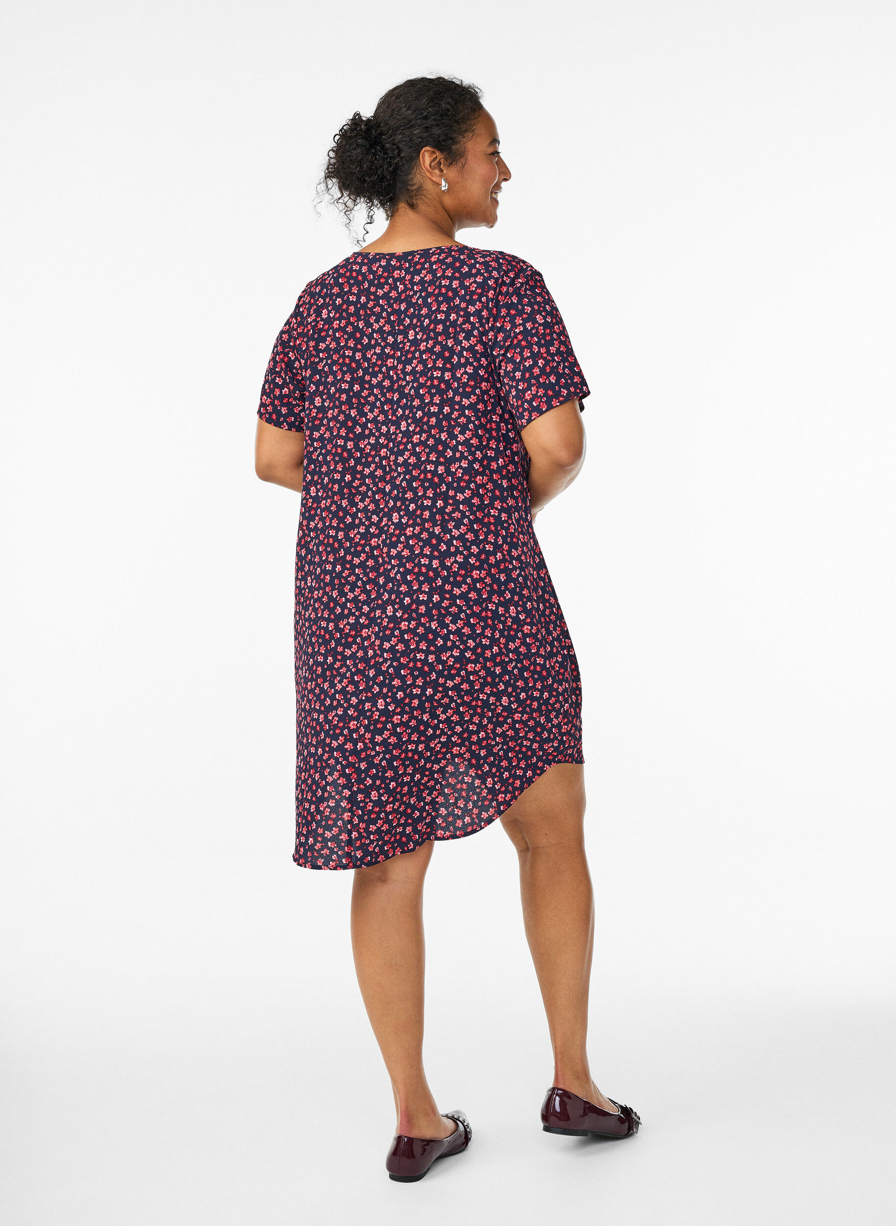 ZizziKleid mit Aufdruck und kurzen &Auml;rmeln, Blau, Model image number 2