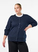 Cardigan en maille fine avec col rond, Bleu, Model image number 0