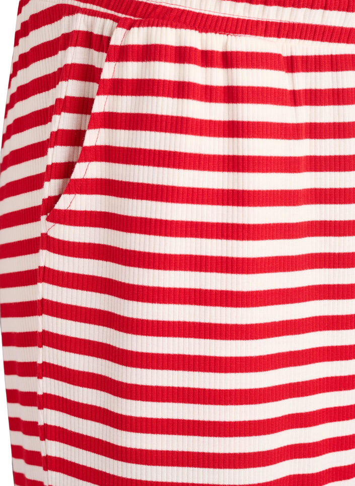 Pantalon de pyjama ray&eacute; &agrave; taille haute et coupe ample, Rouge, Packshot image number 2