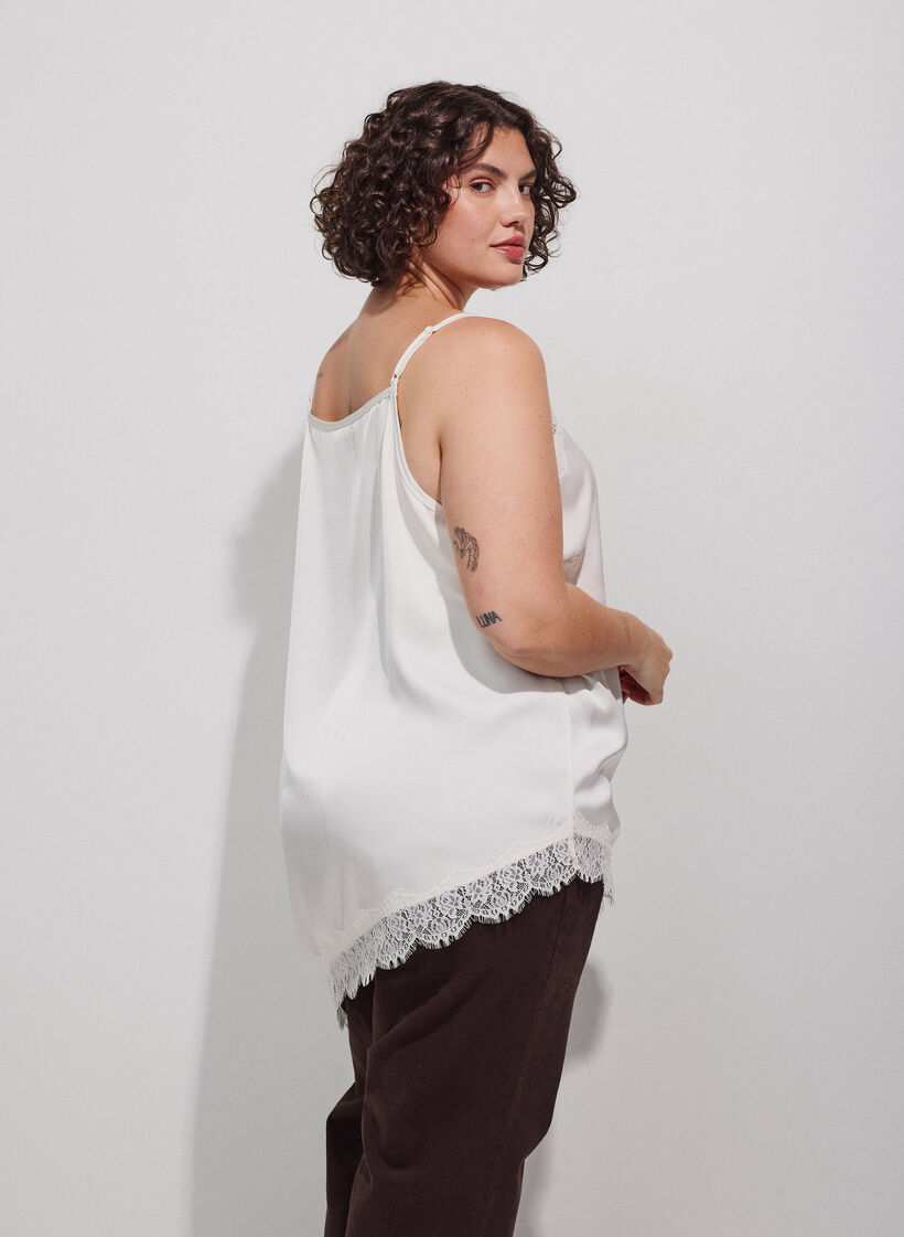 Tr&auml;gertop mit Spitze und asymmetrischem Saum, Vanille, Model image number 2