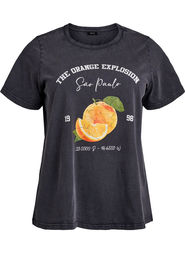 T-Shirt aus Bio-Baumwolle mit Print, Grau, Packshot image number 0