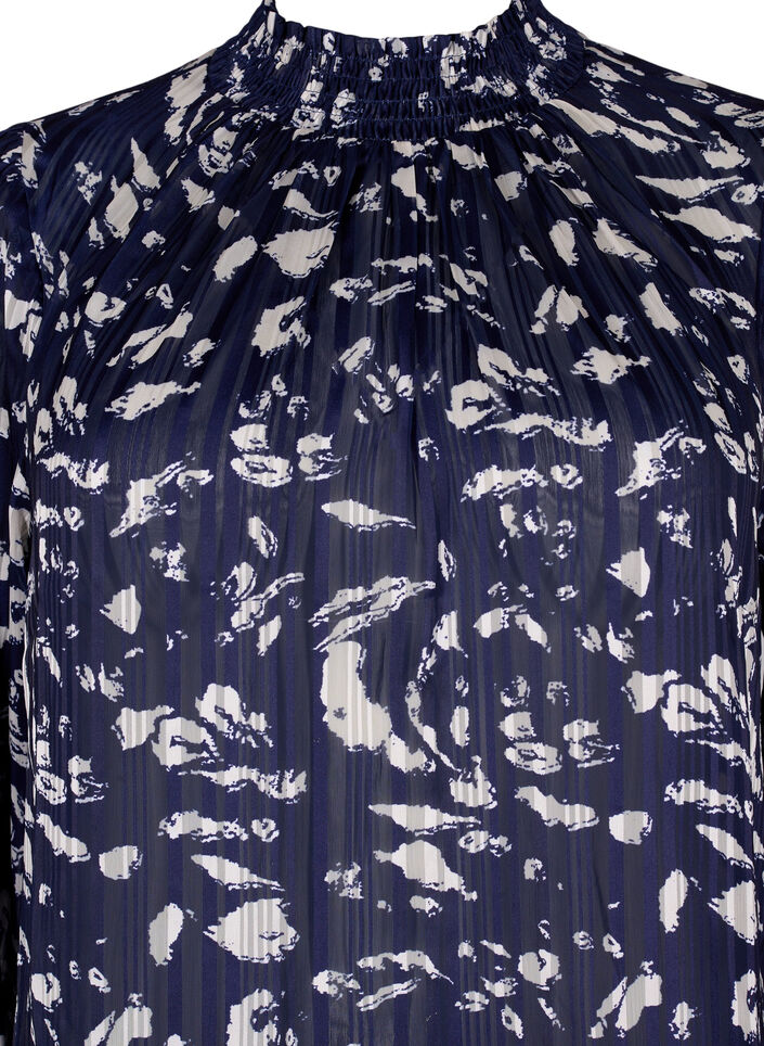 Blouse imprimée à smock, Blue Leaf AOP, Packshot image number 2