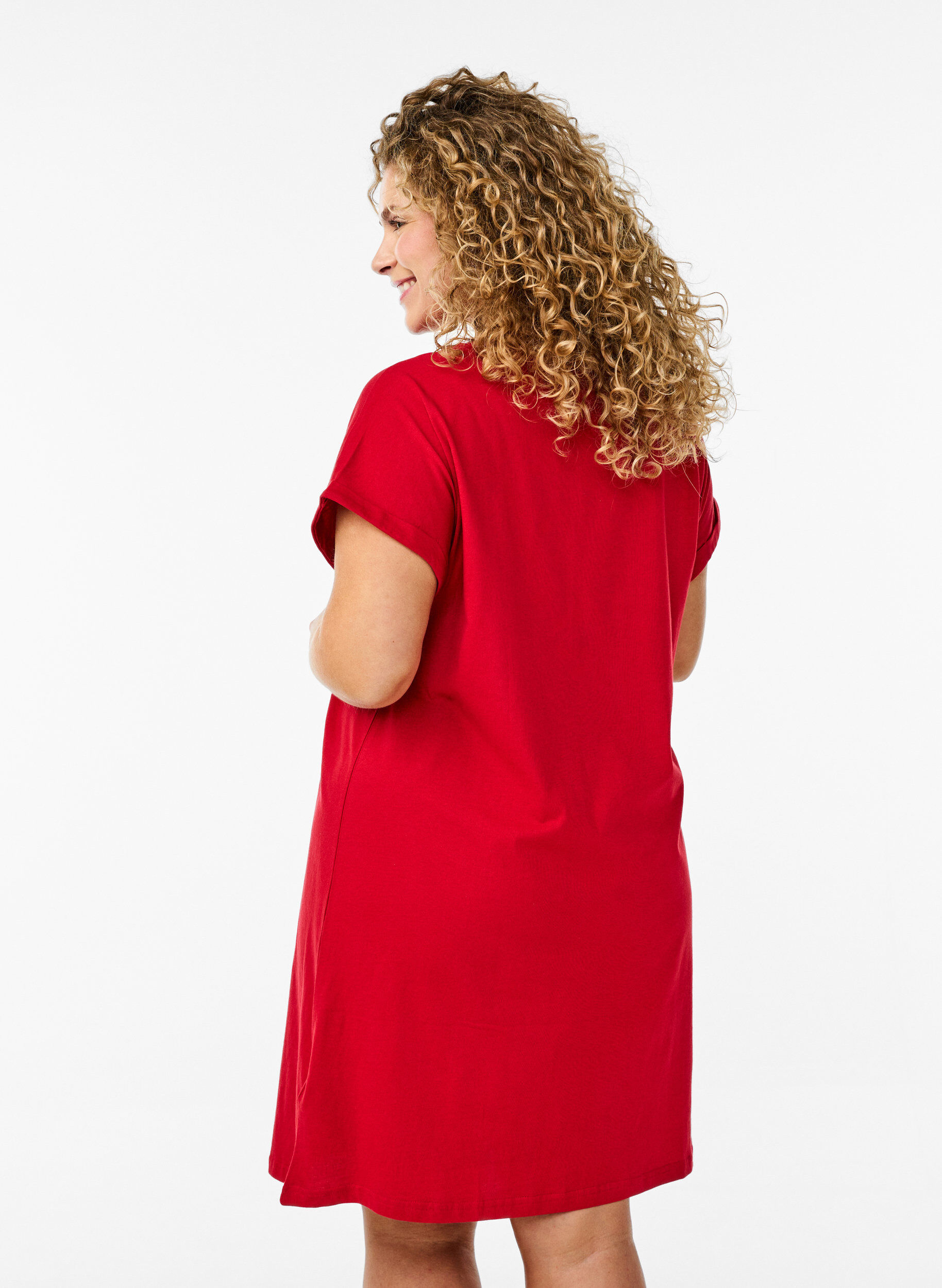 Zizzi 2er-Pack T-Shirt-Kleid mit kurzen &Auml;rmeln, Rot, Model image number 2