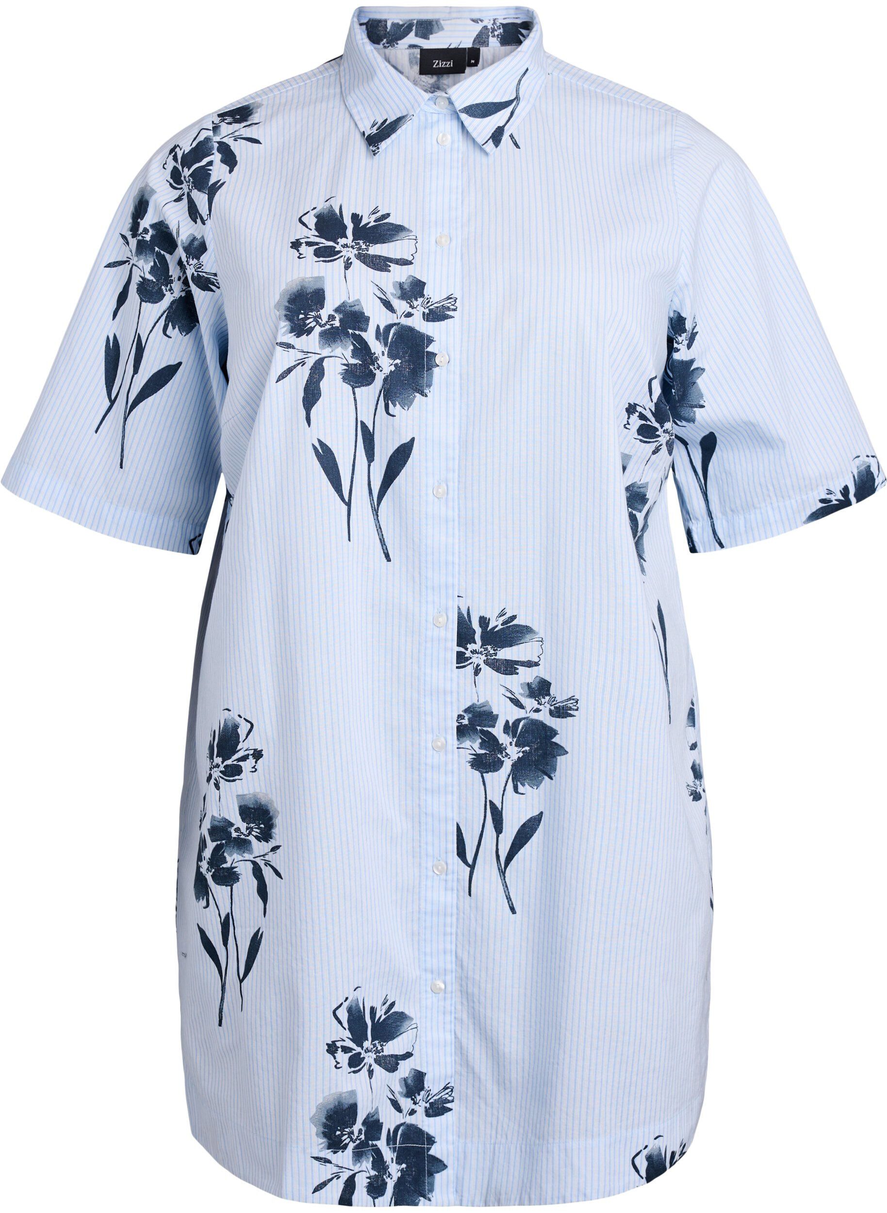 Langes Shirt mit Streifen und Blumenprint