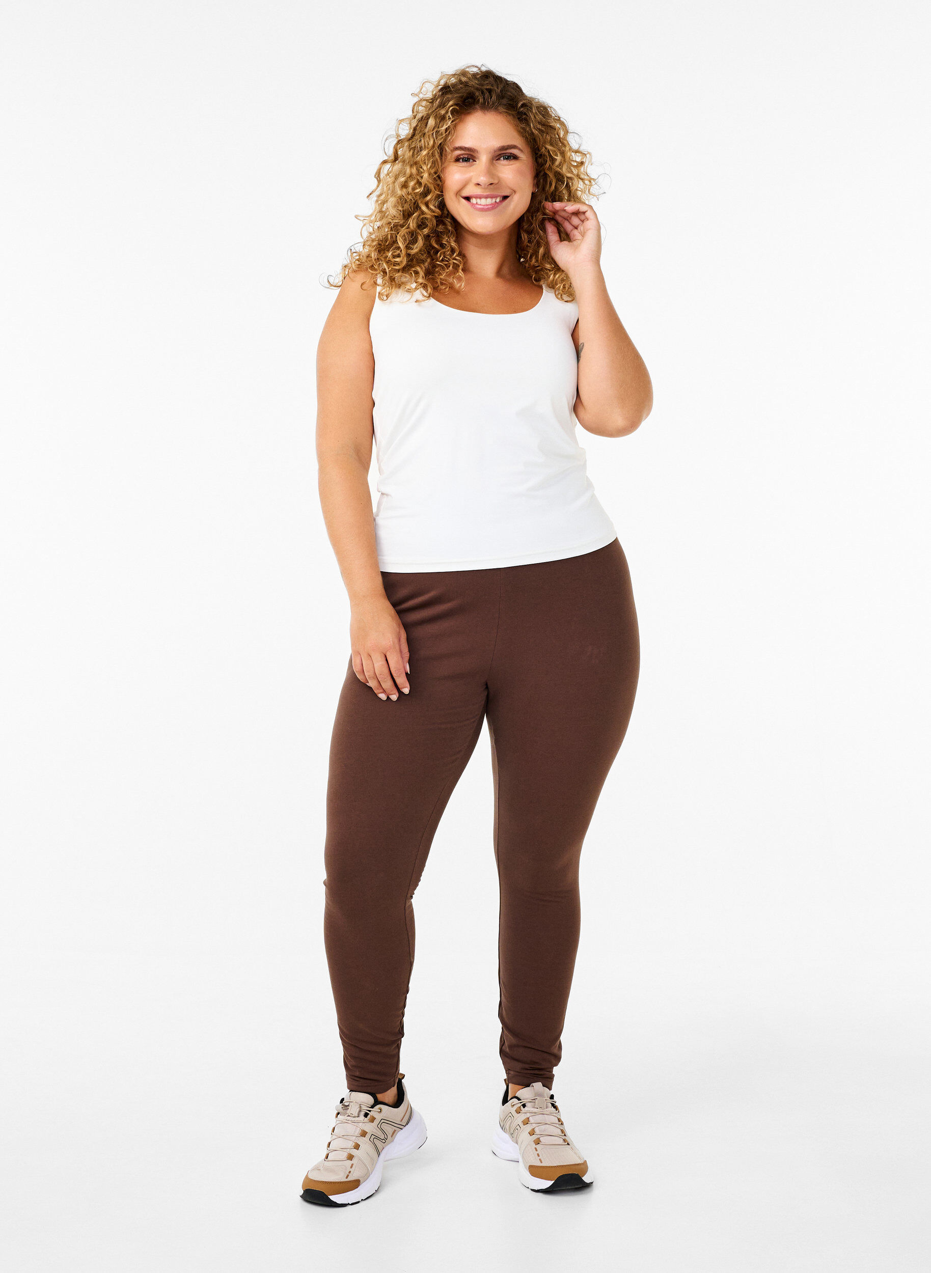 Zizzi Gef&uuml;tterte Baumwollleggings., Braun, Model image number 0