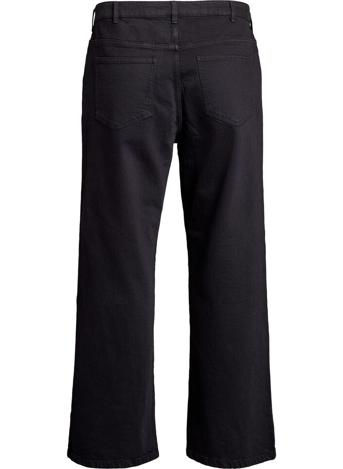 Jeans mit weitem Bein und hohem Bund, Schwarz, Packshot image number 1