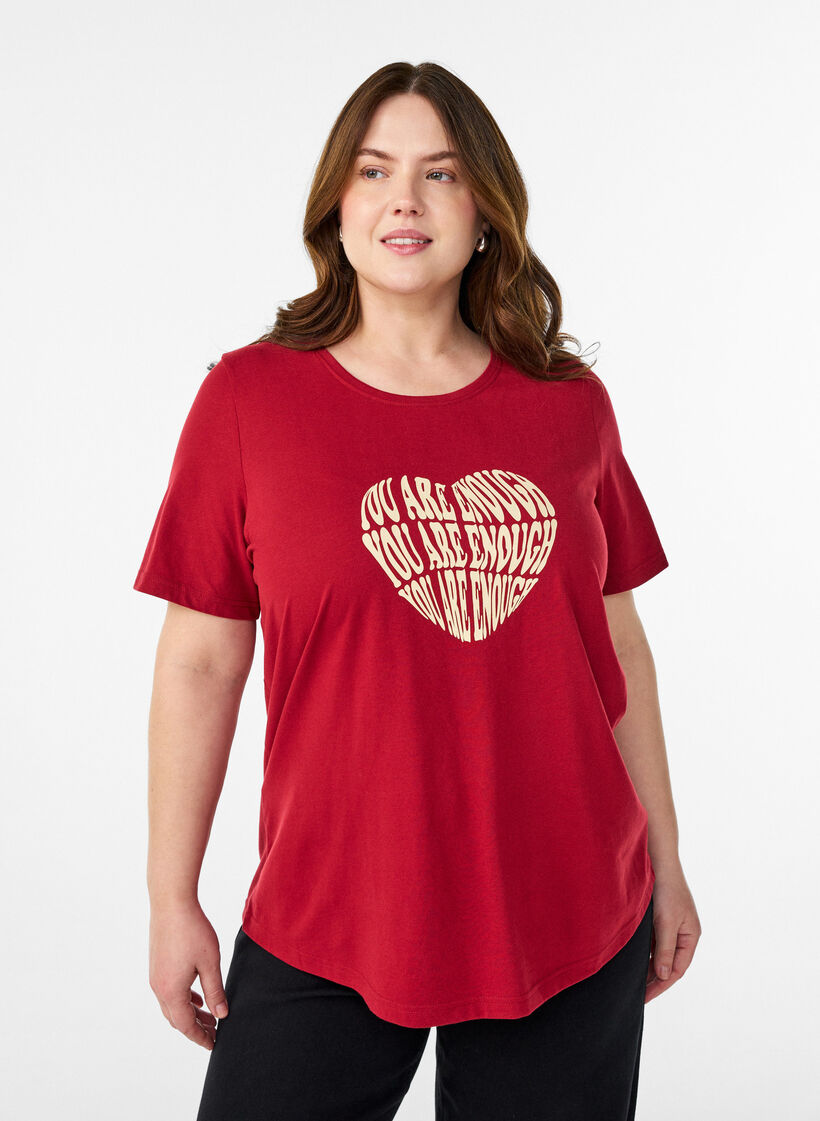 T-Shirt mit Print, Rot, Model image number 0