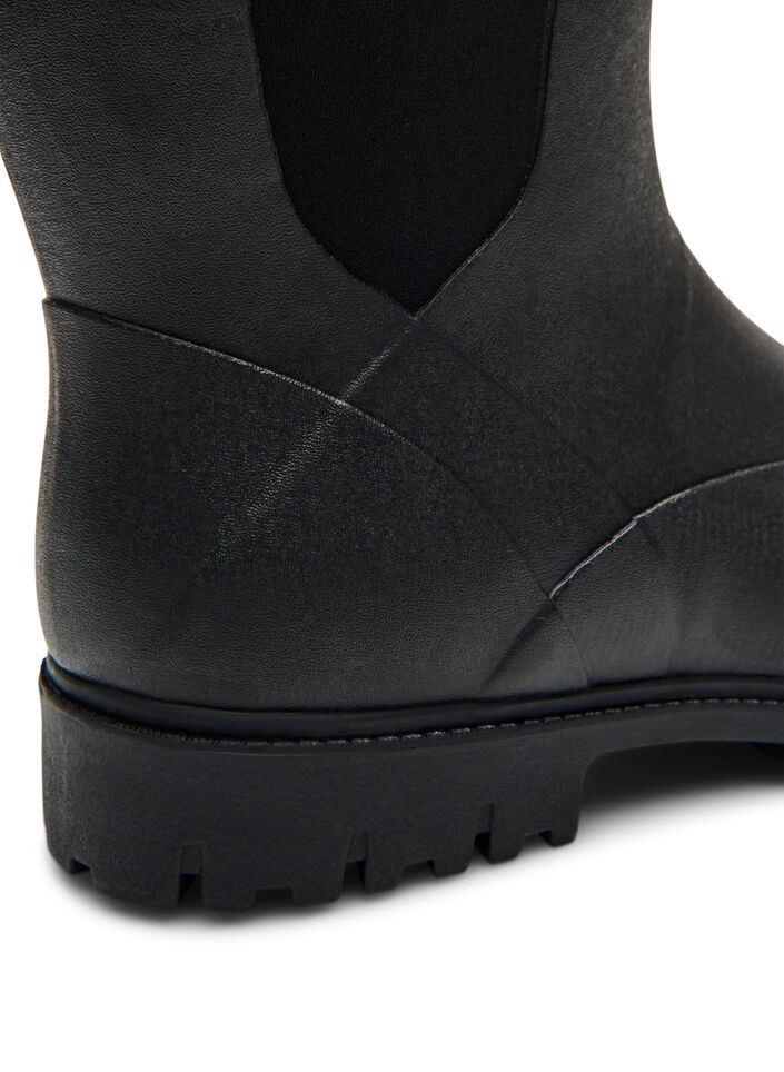 Kurze Stiefel mit weitem Schaft aus elastischem Neopren, Black, Packshot image number 4