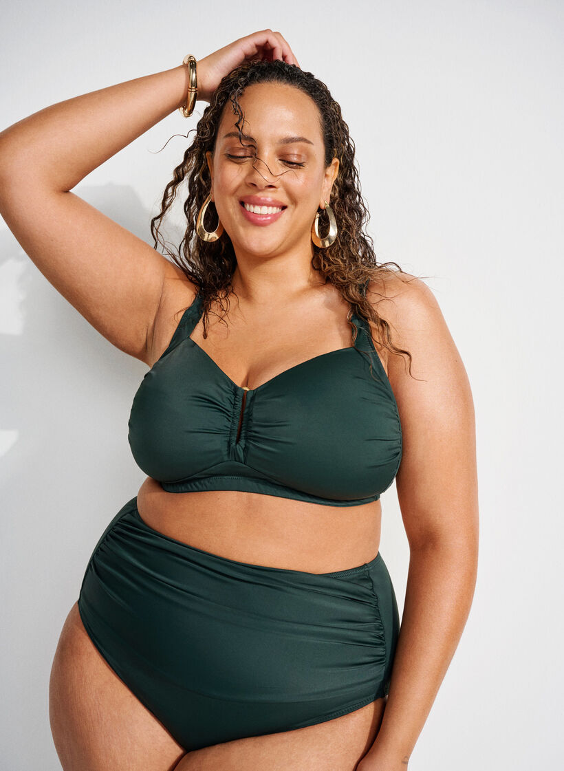 Gepolstertes Bikini Top mit Ringdetail, Gr&uuml;n, Image image number 0