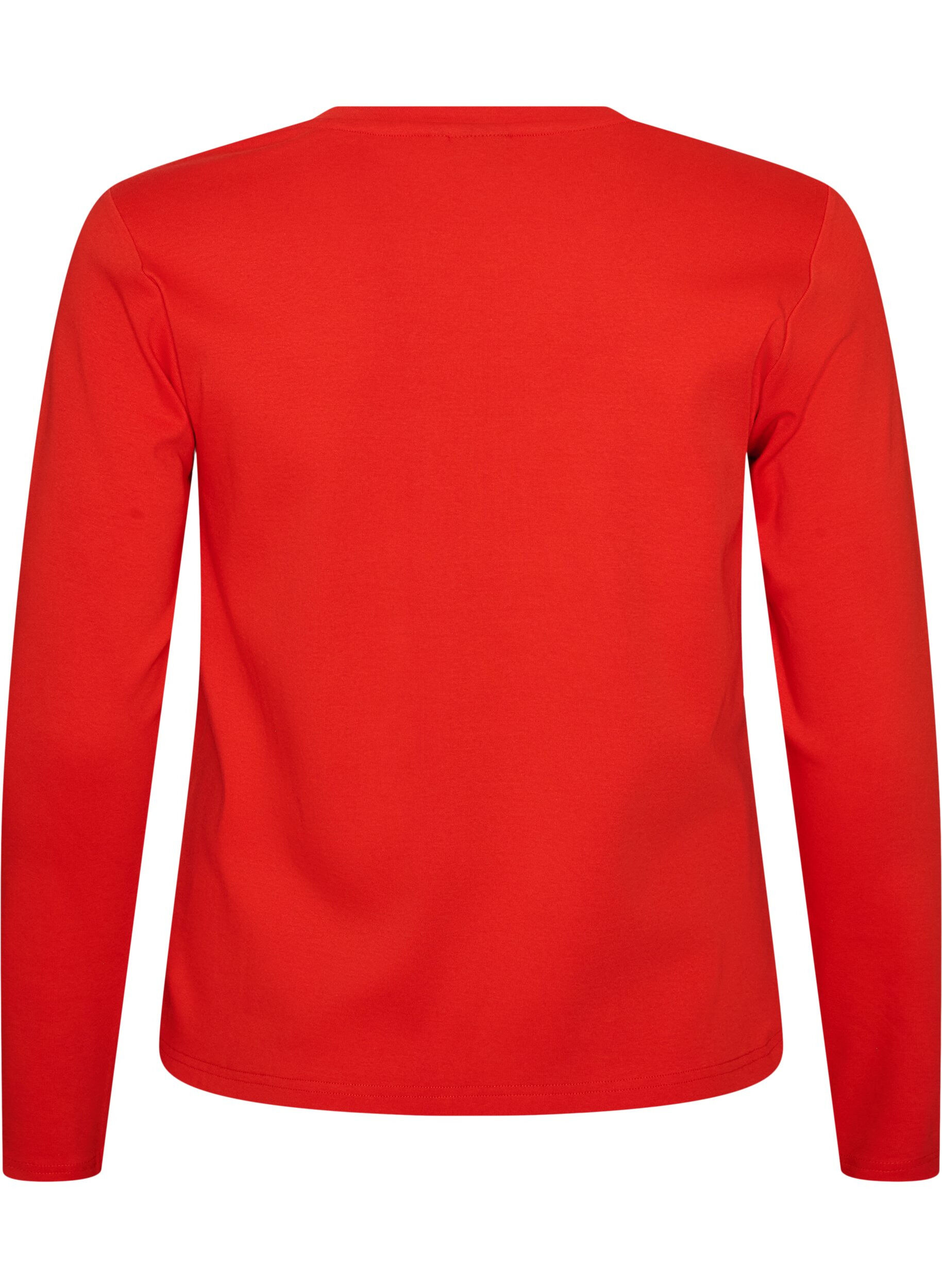 ZizziLangarm-Basic-T-Shirt mit Rundhalsausschnitt, Rot, Packshot image number 1
