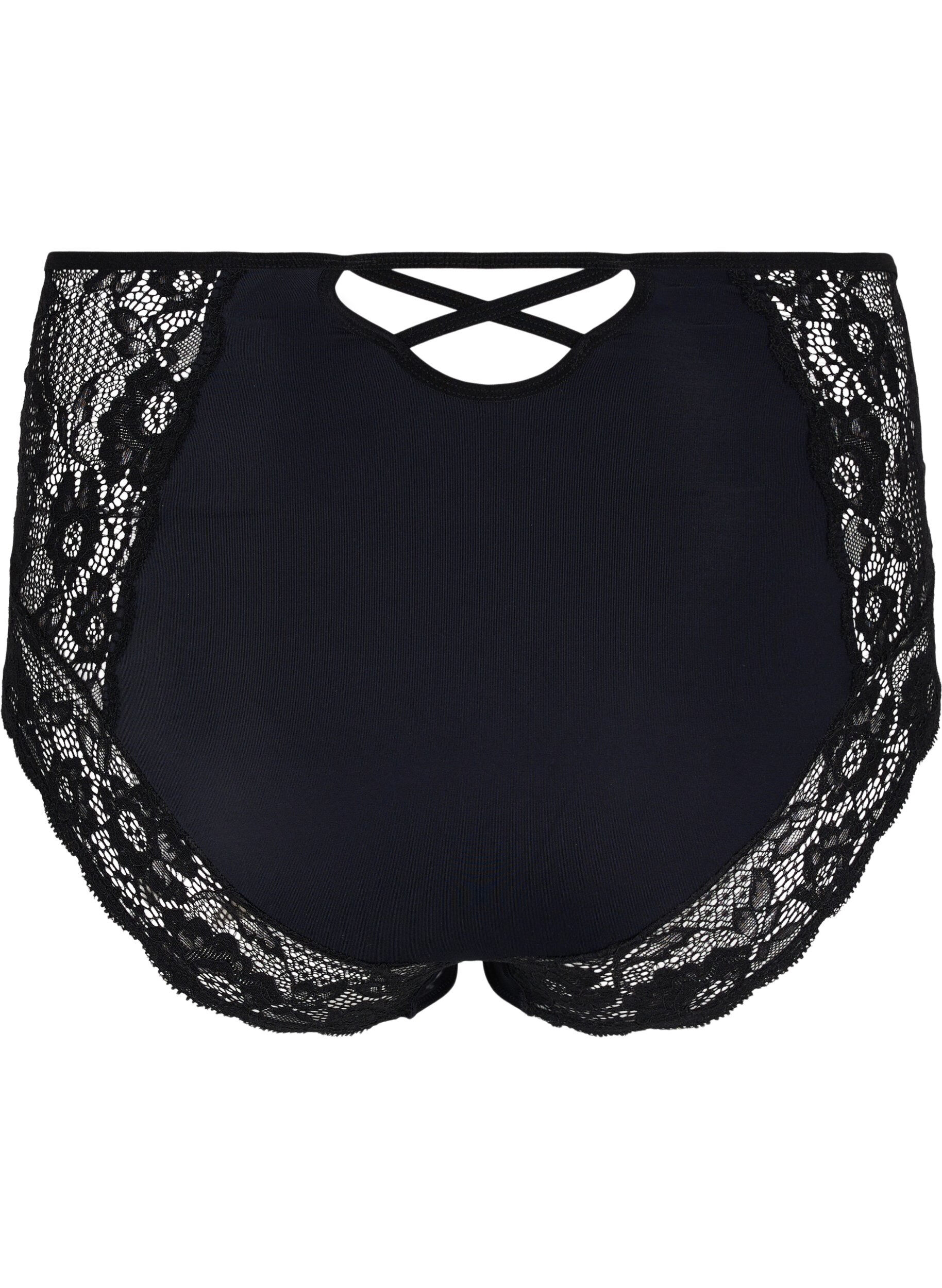 Zizzi Unterhose mit hoher Taille und Spitze, Black, Packshot image number 1