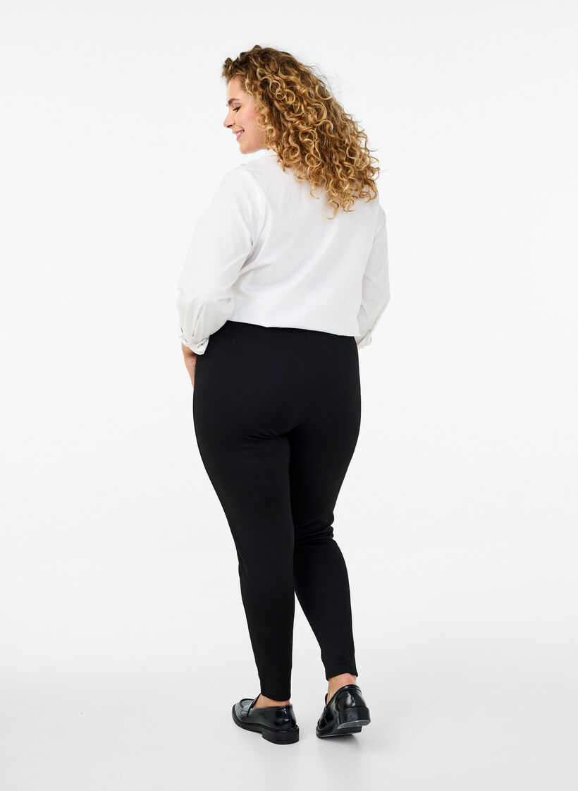 Leggings aus Viskose mit Reißverschlussdetail, Schwarz, Model image number 2