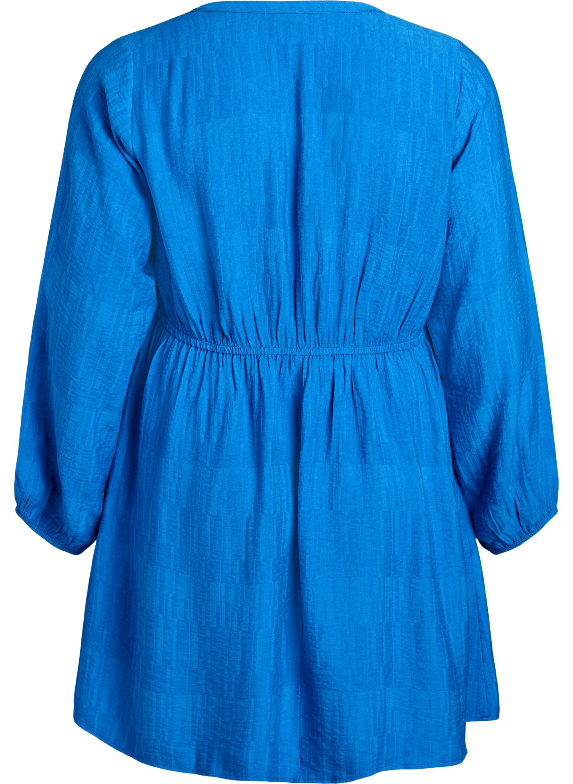 Zizzi Robe courte textur&eacute;e effet portefeuille, Bleu, Packshot image number 1