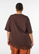 T-shirt avec ourlet asym&eacute;trique en dentelle, Marron, Model image number 2