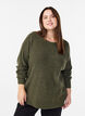 Melierte Strickbluse mit Rundhalsausschnitt, Gr&uuml;n, Model image number 0
