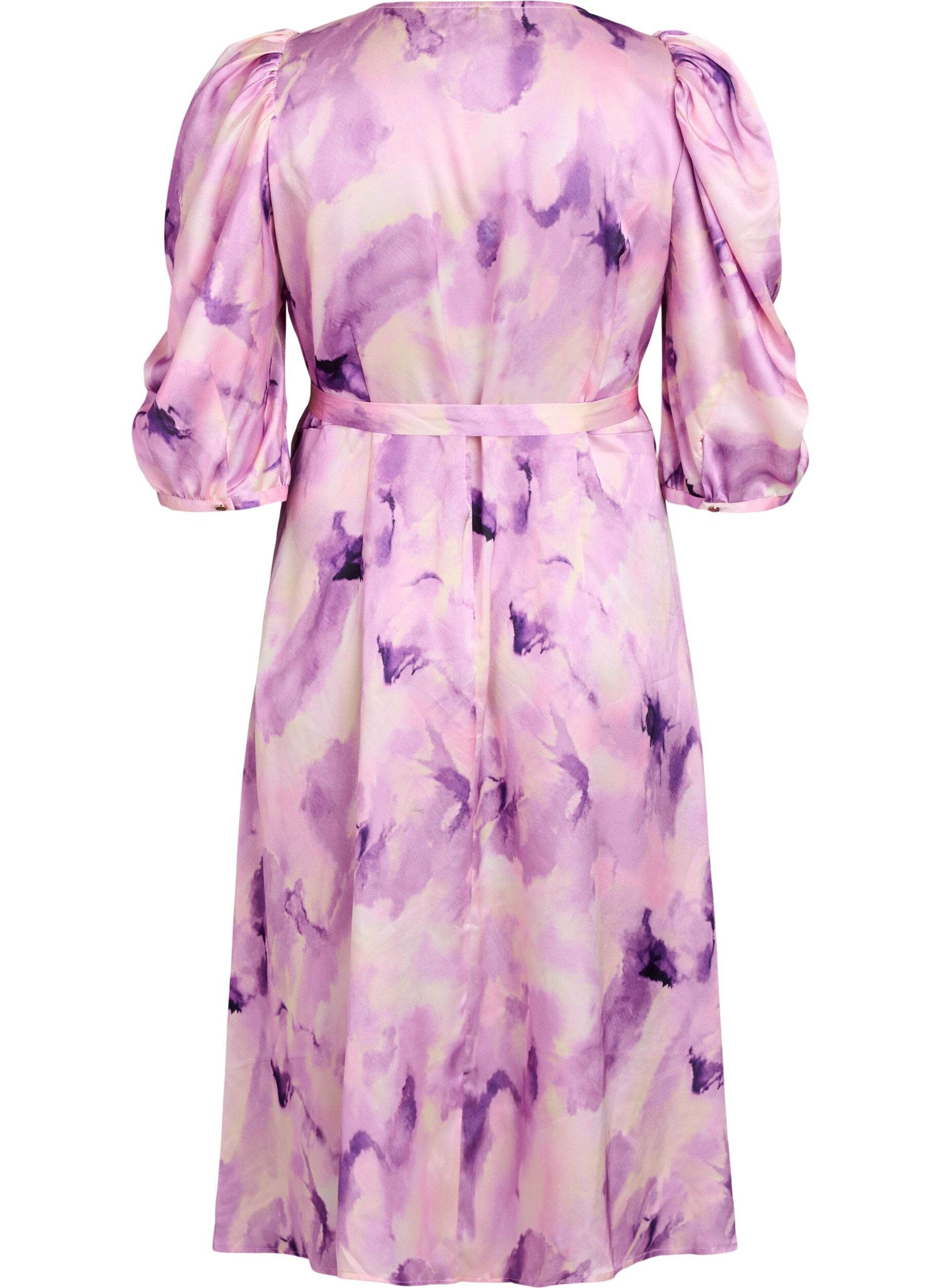 ZizziRobes de soir&eacute;e &agrave; manches courtes avec ceinture &agrave; n&oelig;ud, Violet, Packshot image number 1