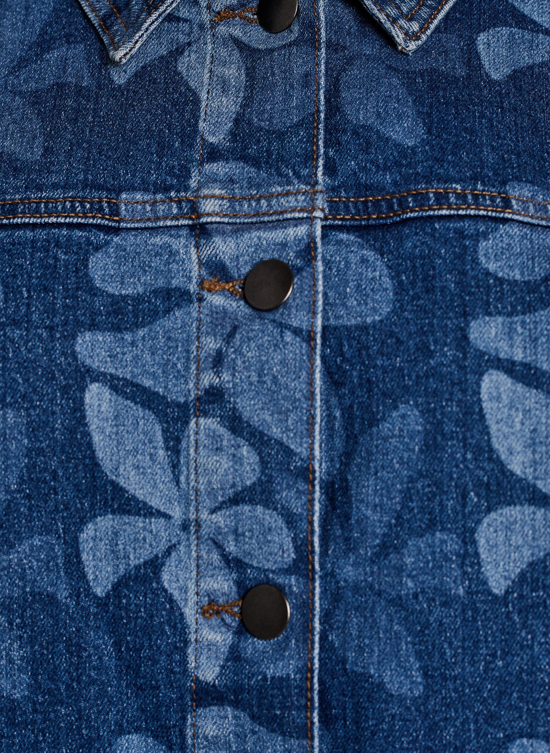 Zizzi Gebl&uuml;mte Jeansjacke, Blau, Packshot image number 2