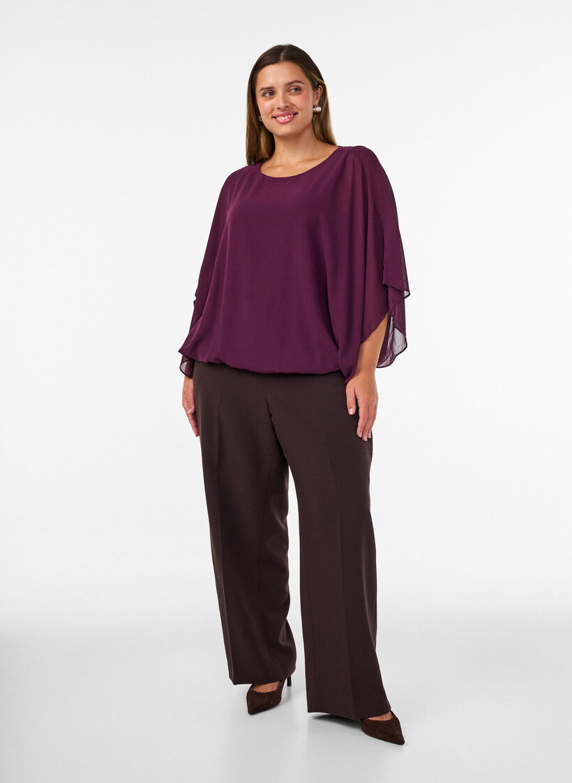 Chiffonbluse mit Balloneffekt, Lila, Model image number 1