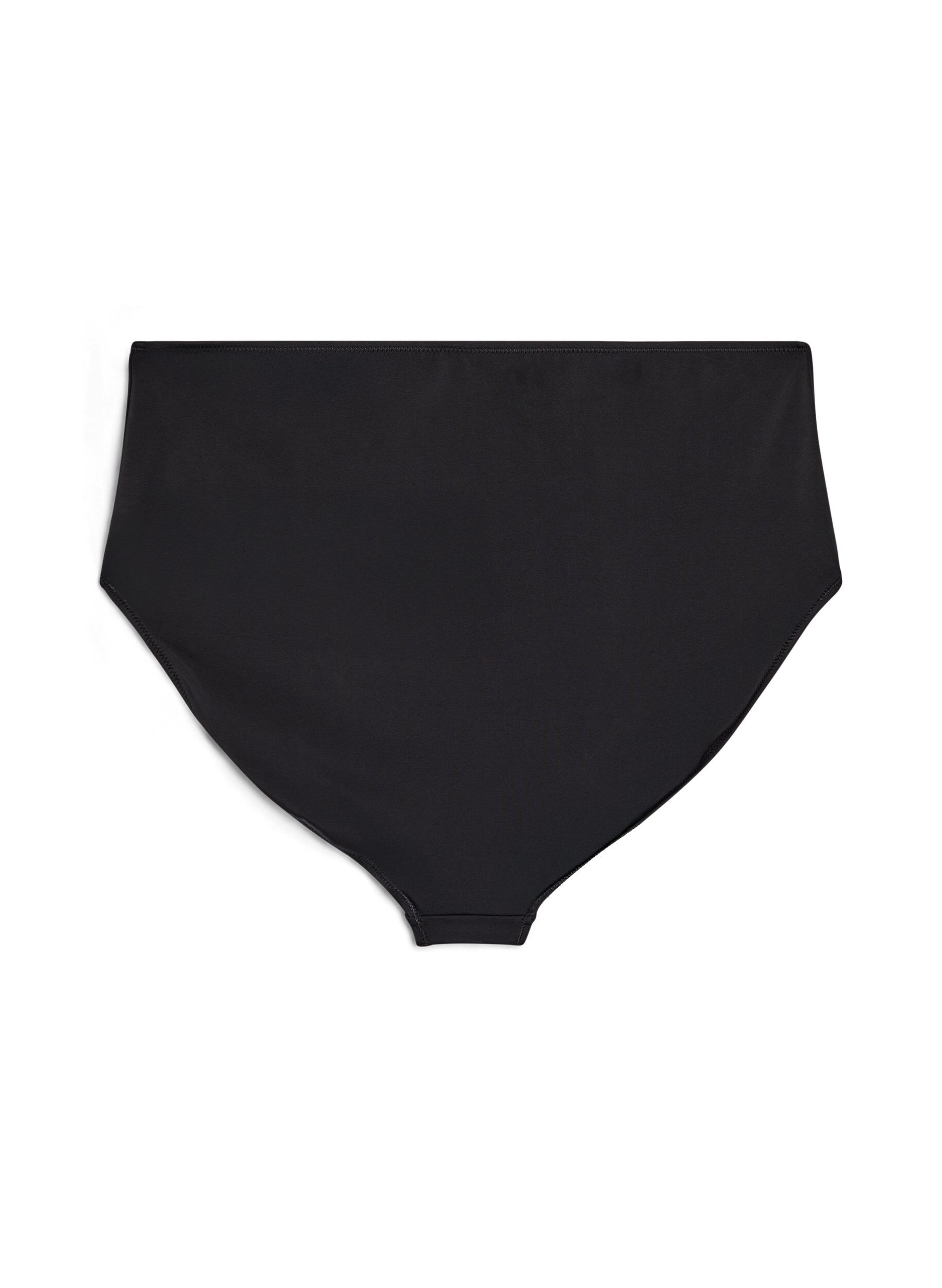 Zizzi Bas de bikini taille haute uni, Noir, Packshot image number 1