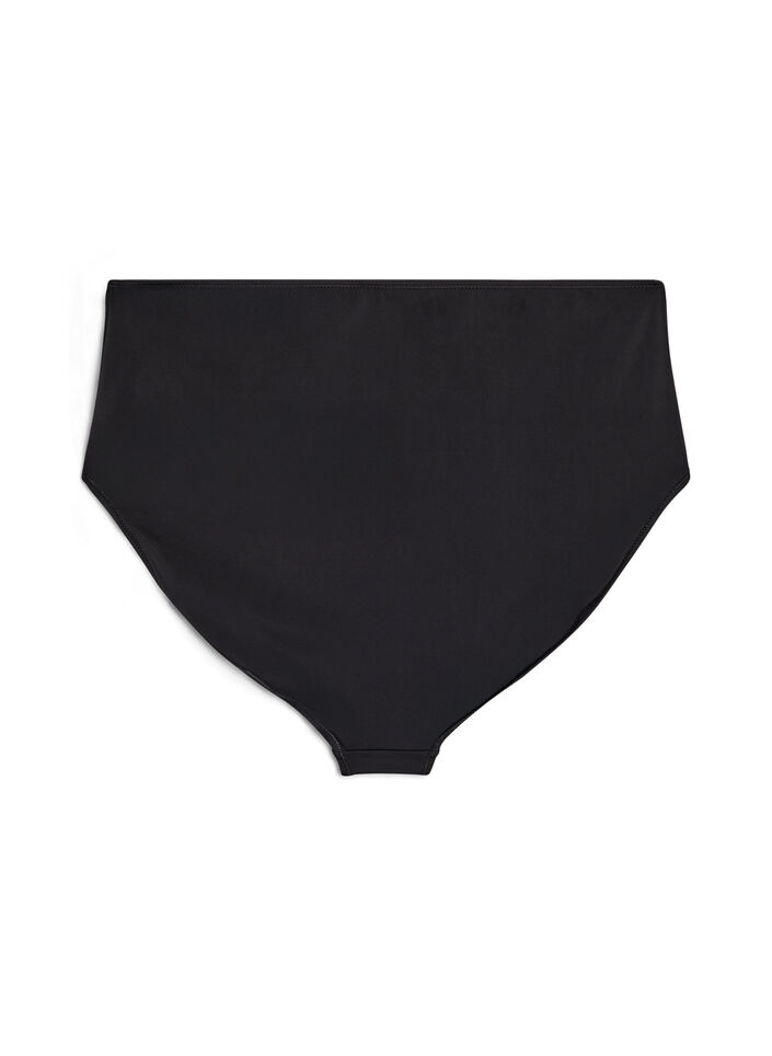 Bas de bikini taille haute uni, Noir, Packshot image number 1