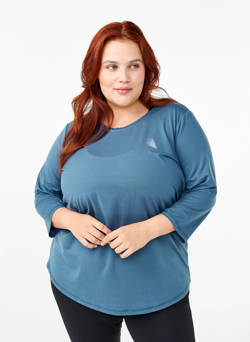  Trainingsbluse mit 3/4 &Auml;rmeln, Petrol, Model image number 0