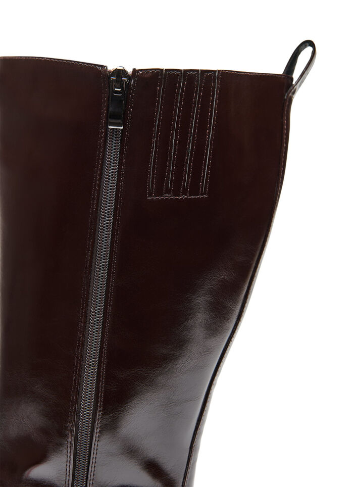 Botte haute &agrave; l'aspect l&eacute;g&egrave;rement craquel&eacute;, Marron, Packshot