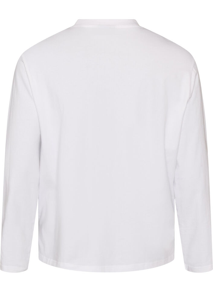 T-shirt Basic &agrave; manches longues, Blanc, Packshot image number 1
