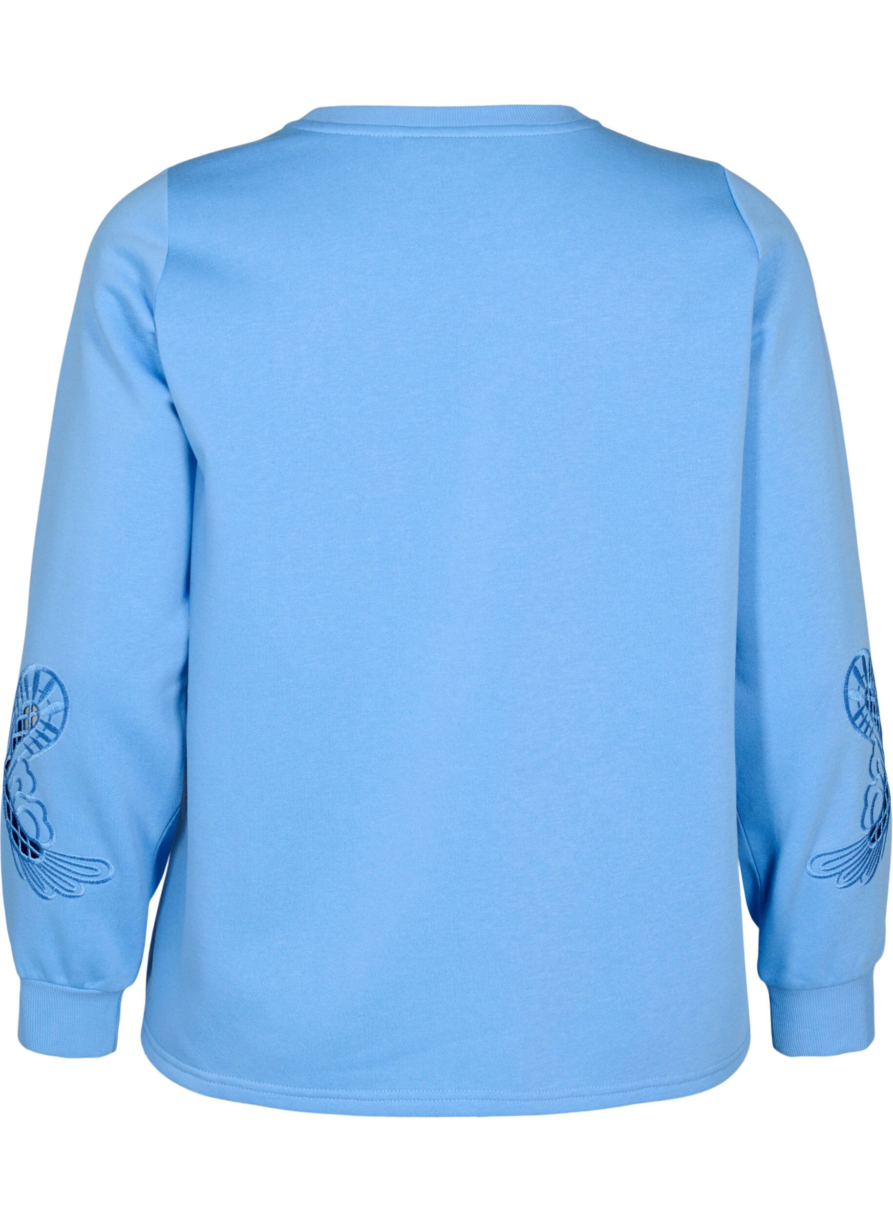 Zizzi Sweatshirt avec d&eacute;coupes &agrave; motifs brod&eacute;s, Della Robbia Blue, Packshot image number 1