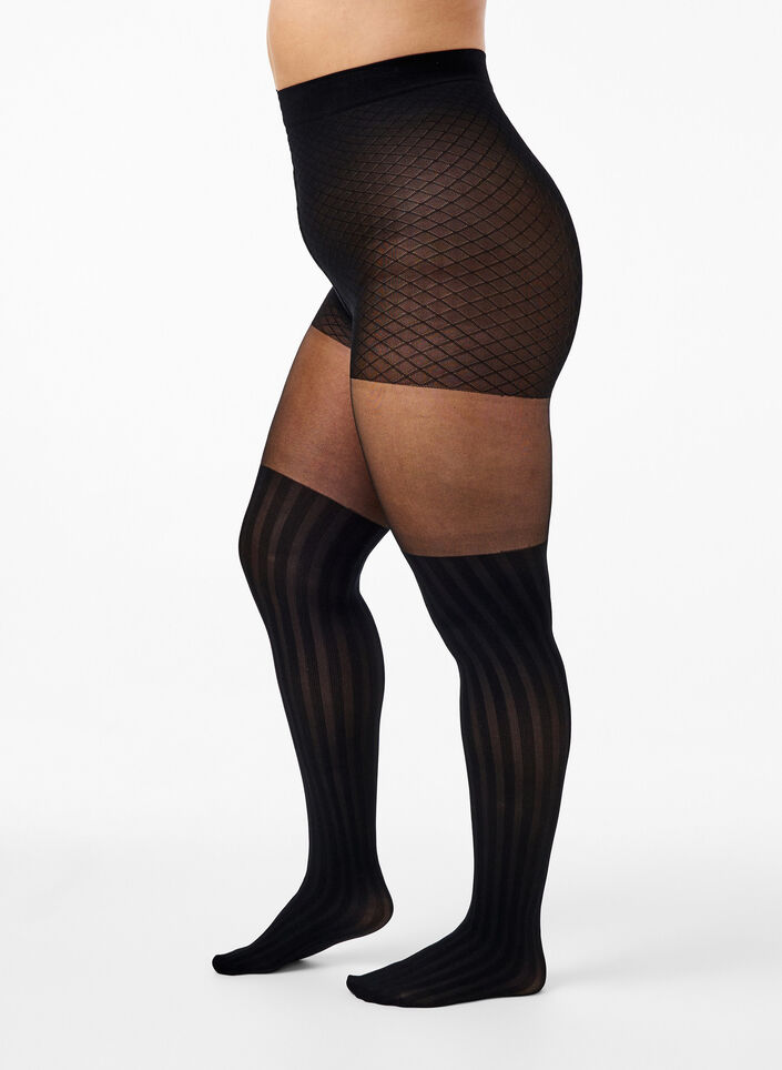 Collants effet cuissardes 50 deniers, Black, Packshot image number 0