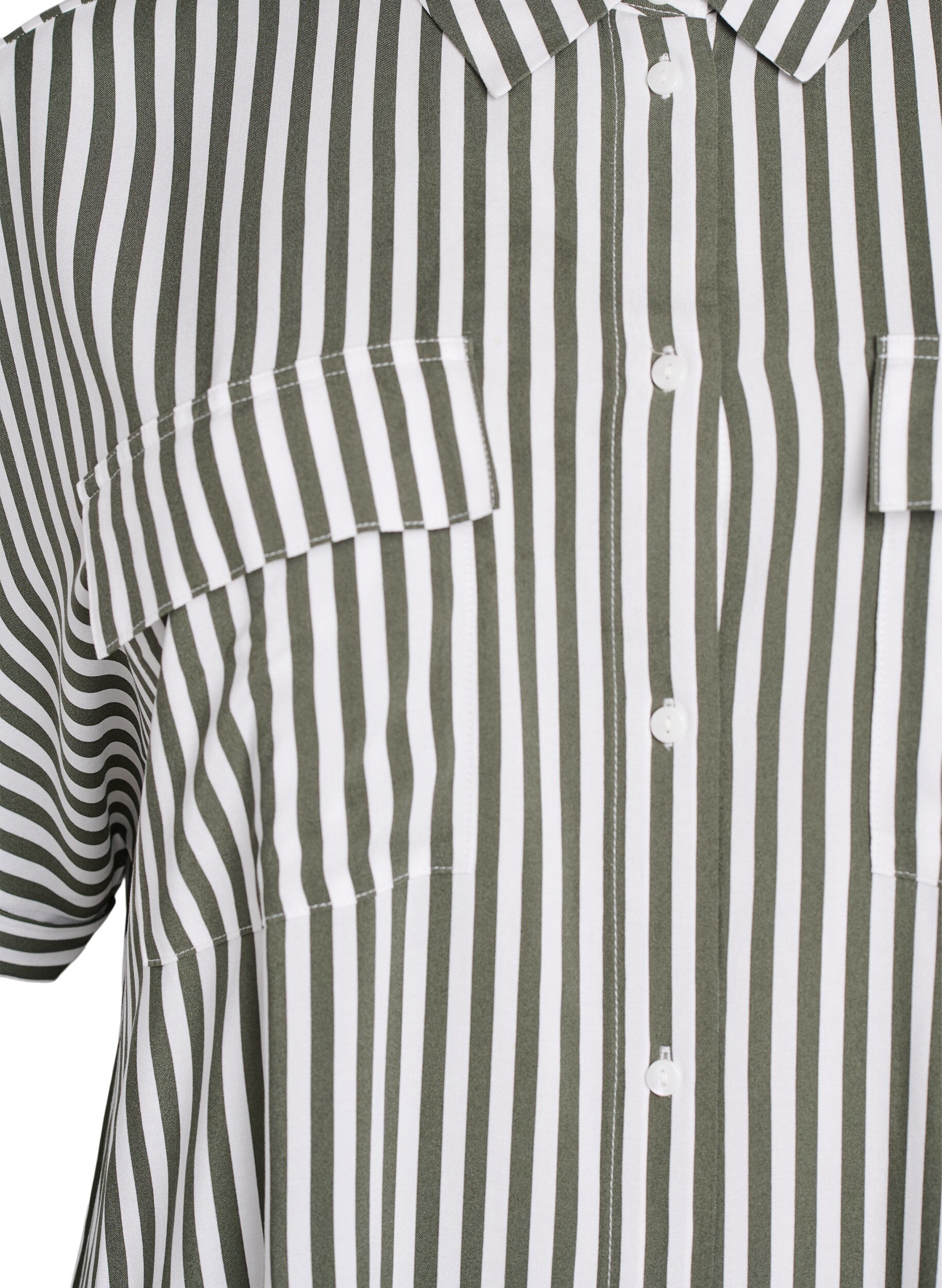 Zizzi Robe chemise longue avec manches courtes, Vert, Packshot image number 2