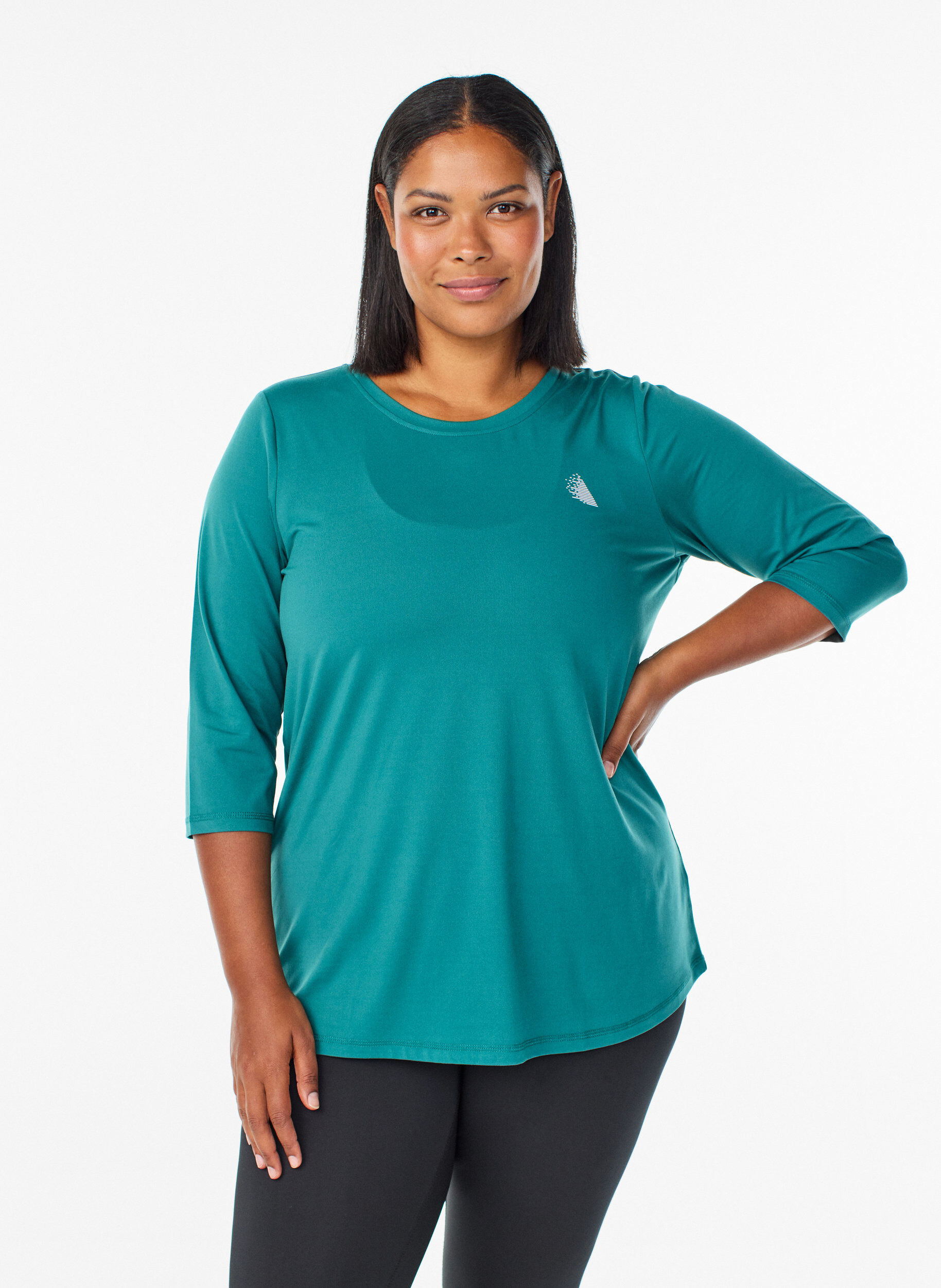 Trainingsshirt mit 3/4-&Auml;rmeln, Gr&uuml;n, Model