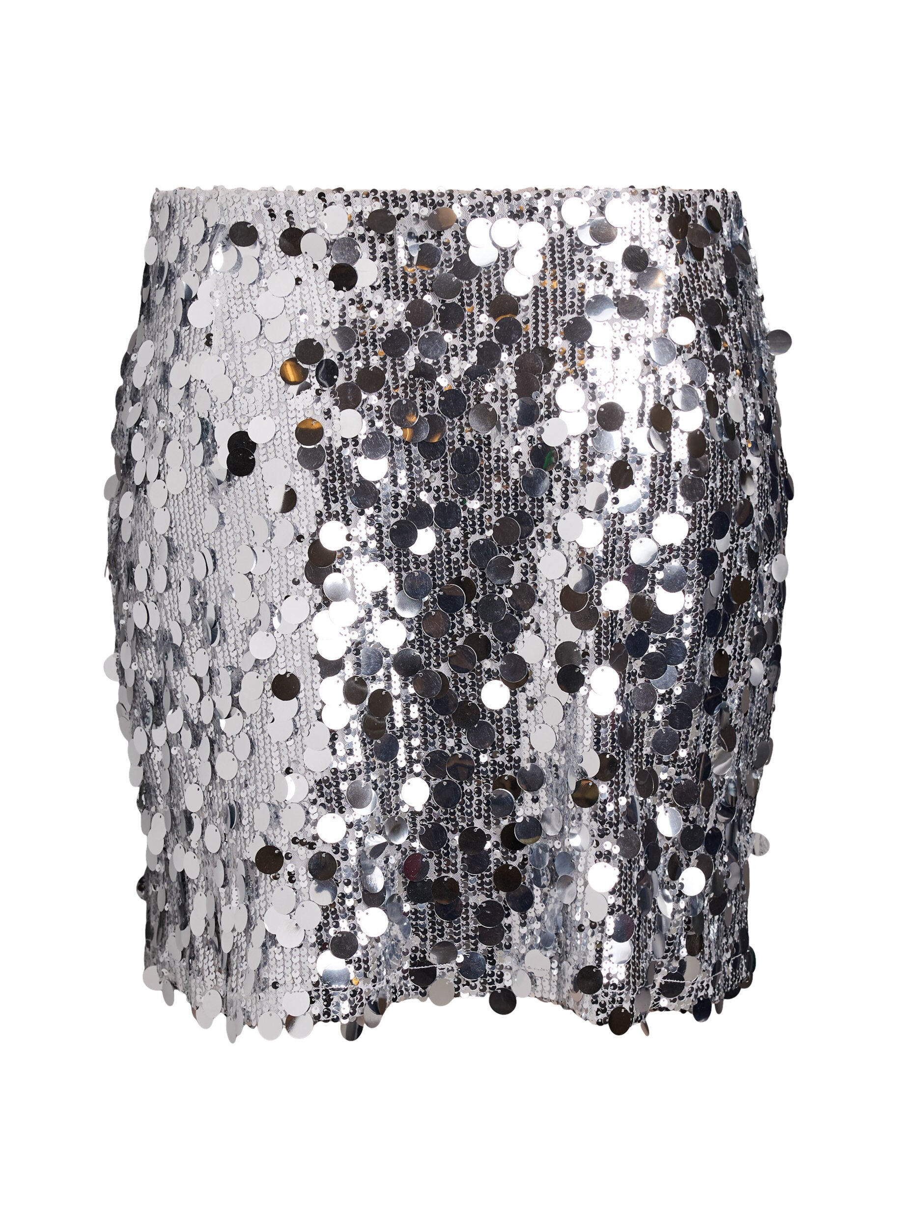 Zizzi Jupe courte &agrave; sequins avec une ceinture &eacute;lastique, Argent&eacute;, Packshot image number 1