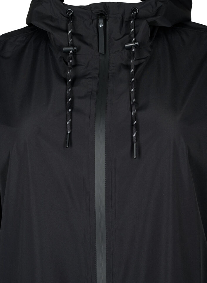 Regenmantel mit Taschen und Kapuze, Schwarz, Packshot image number 2