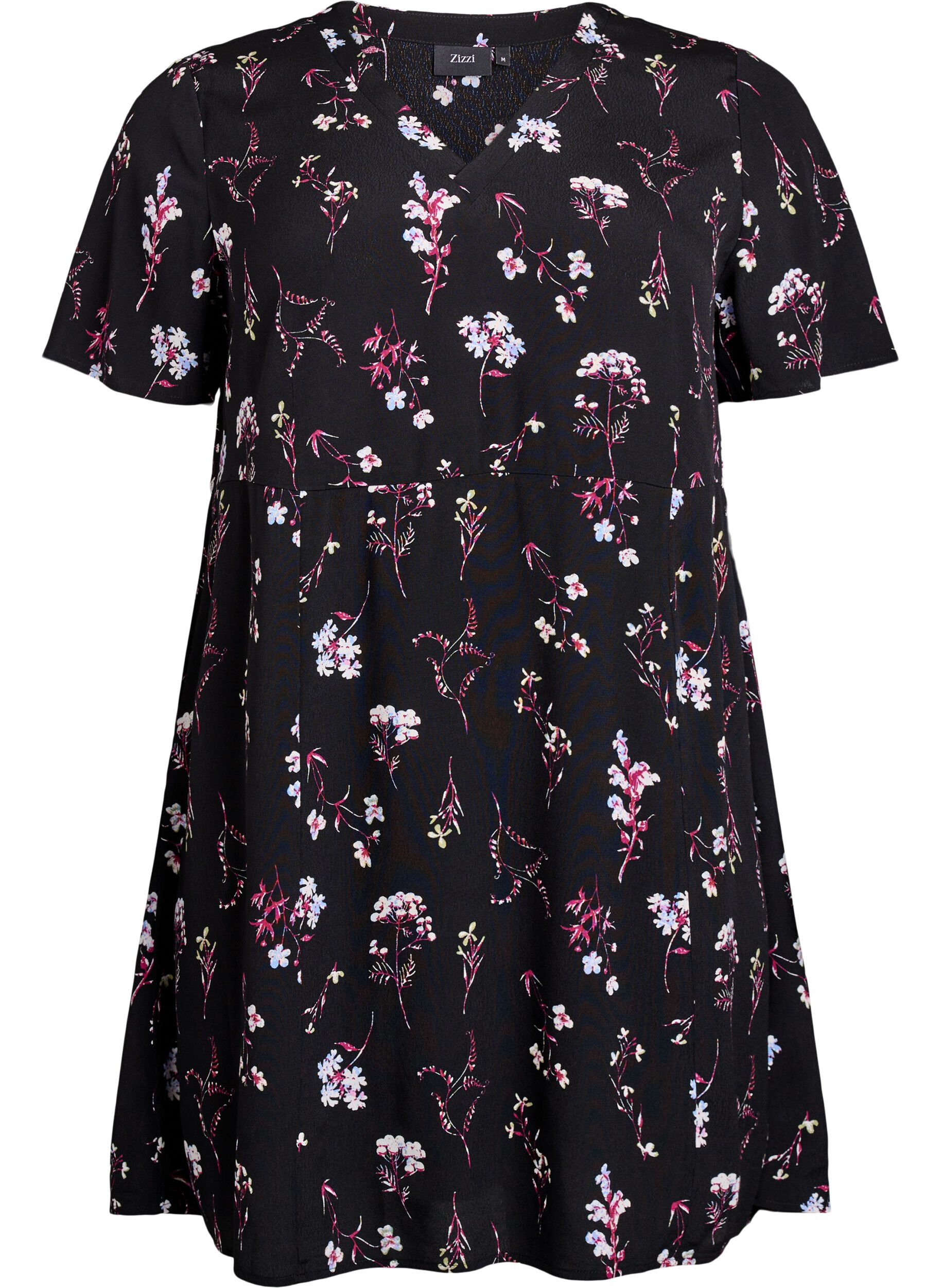 ZizziRobe courte avec imprim&eacute; floral, Noir, Packshot image number 0