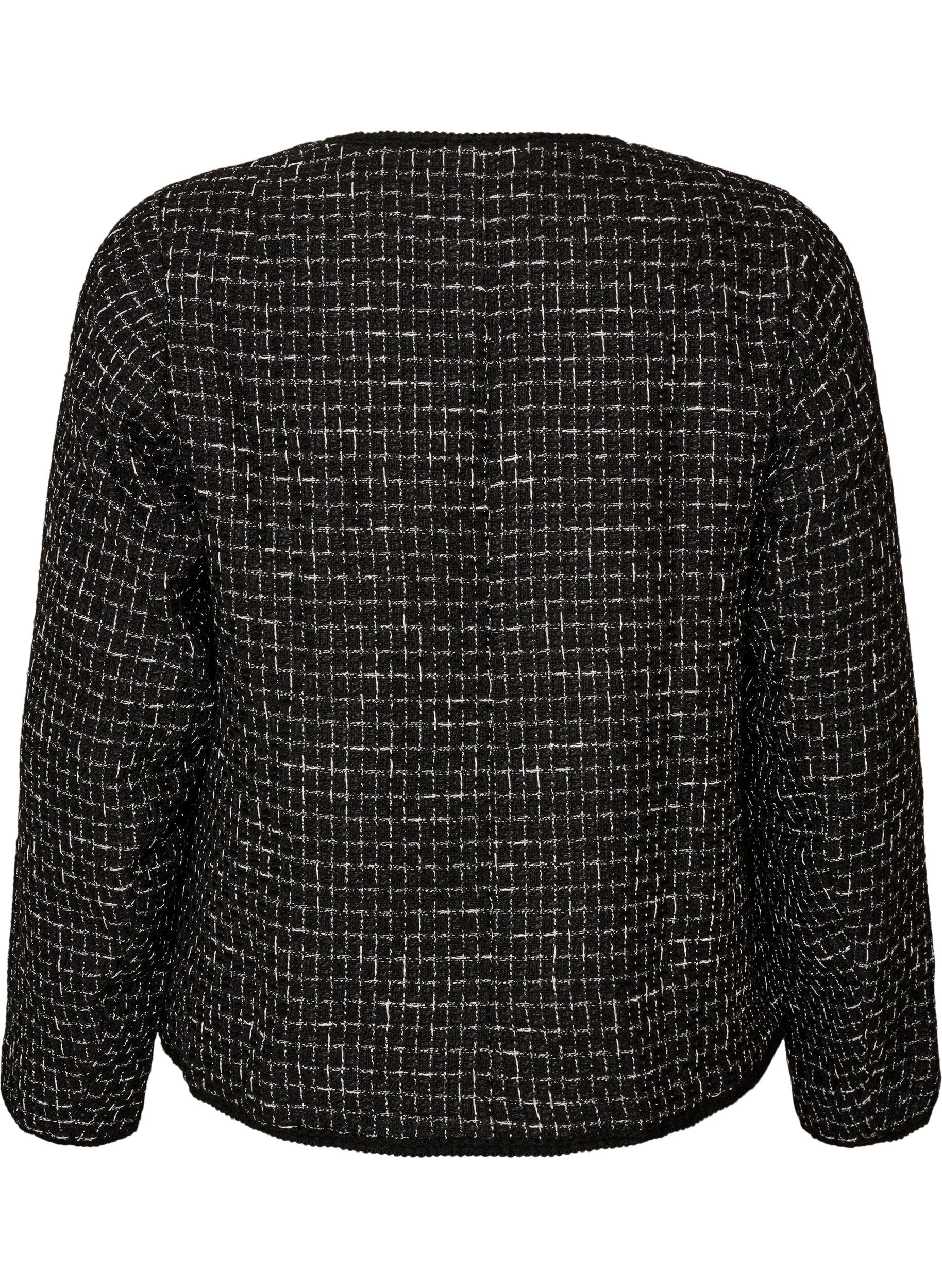 ZizziVeste en boucl&eacute; avec boutons dor&eacute;s, Noir, Packshot image number 1