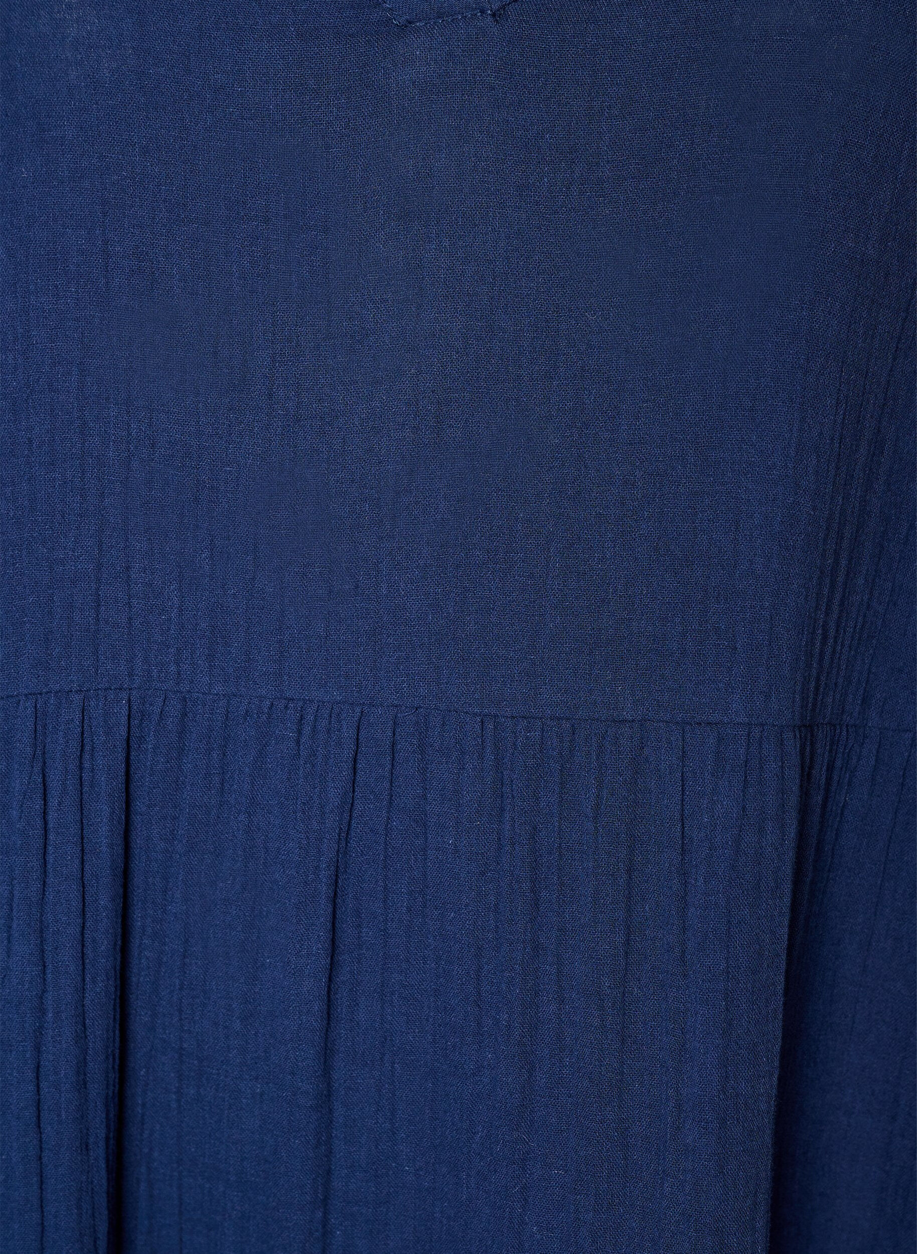 ZizziRobe midi coupe &eacute;vas&eacute;e en mousseline de coton, Bleu, Packshot image number 2