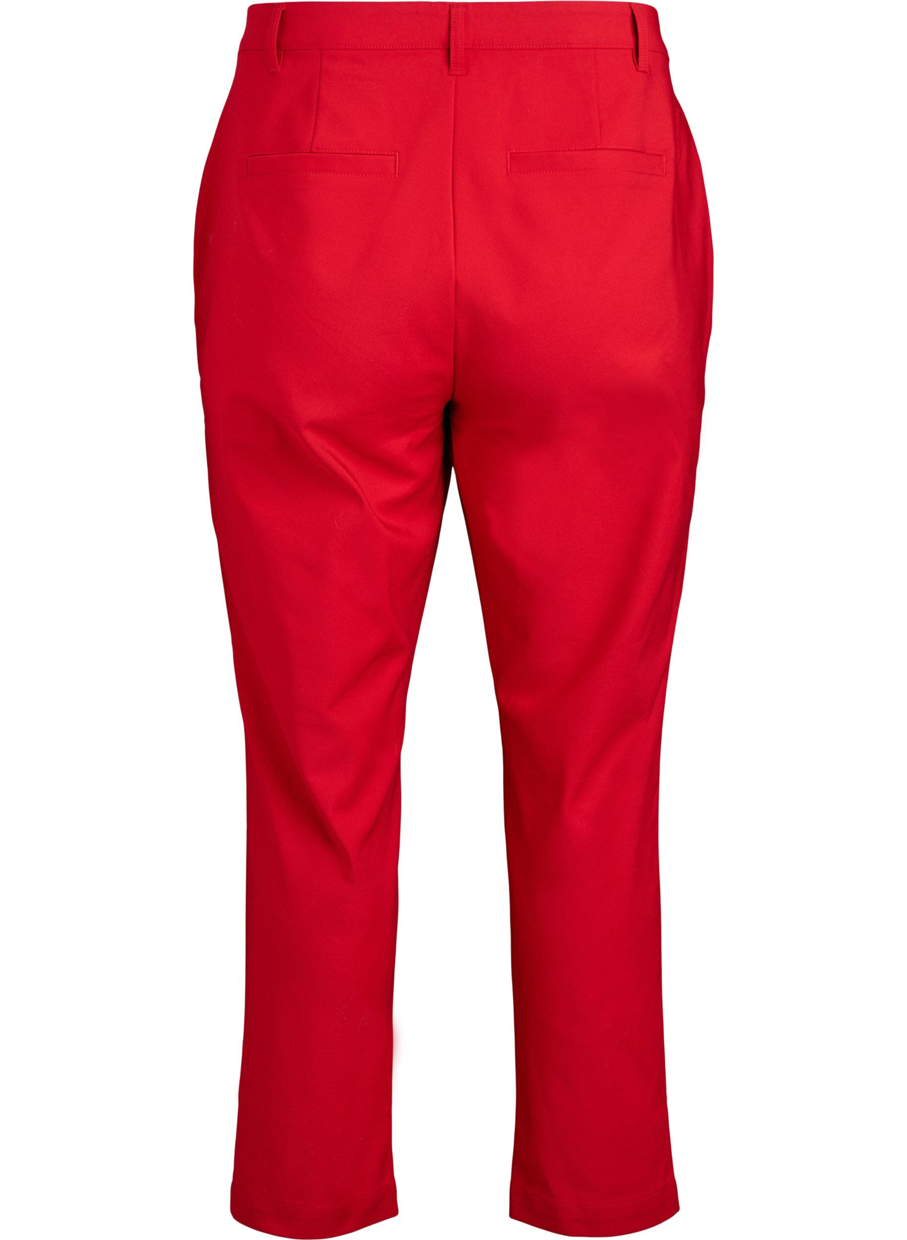 Zizzi Hose mit hohem Bund und geradem Bein, Rot, Packshot image number 1