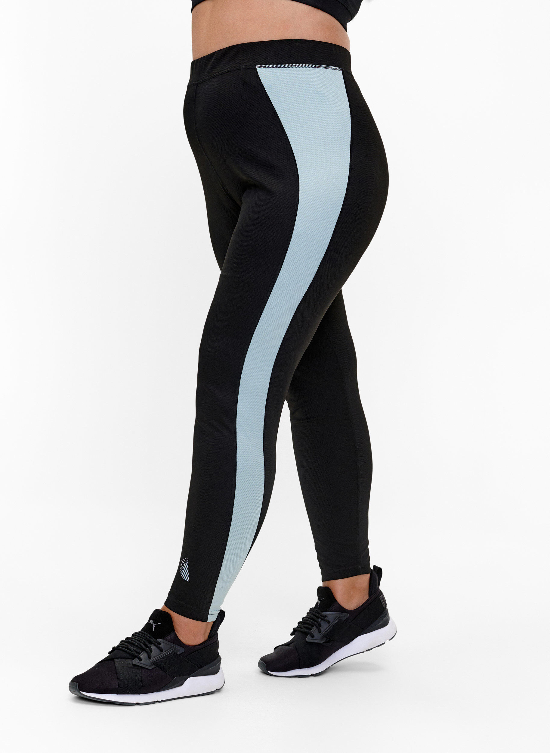Zizzi Pantalon de ski avec bande contrast&eacute;e, Black w. Gray Mist, Model image number 0