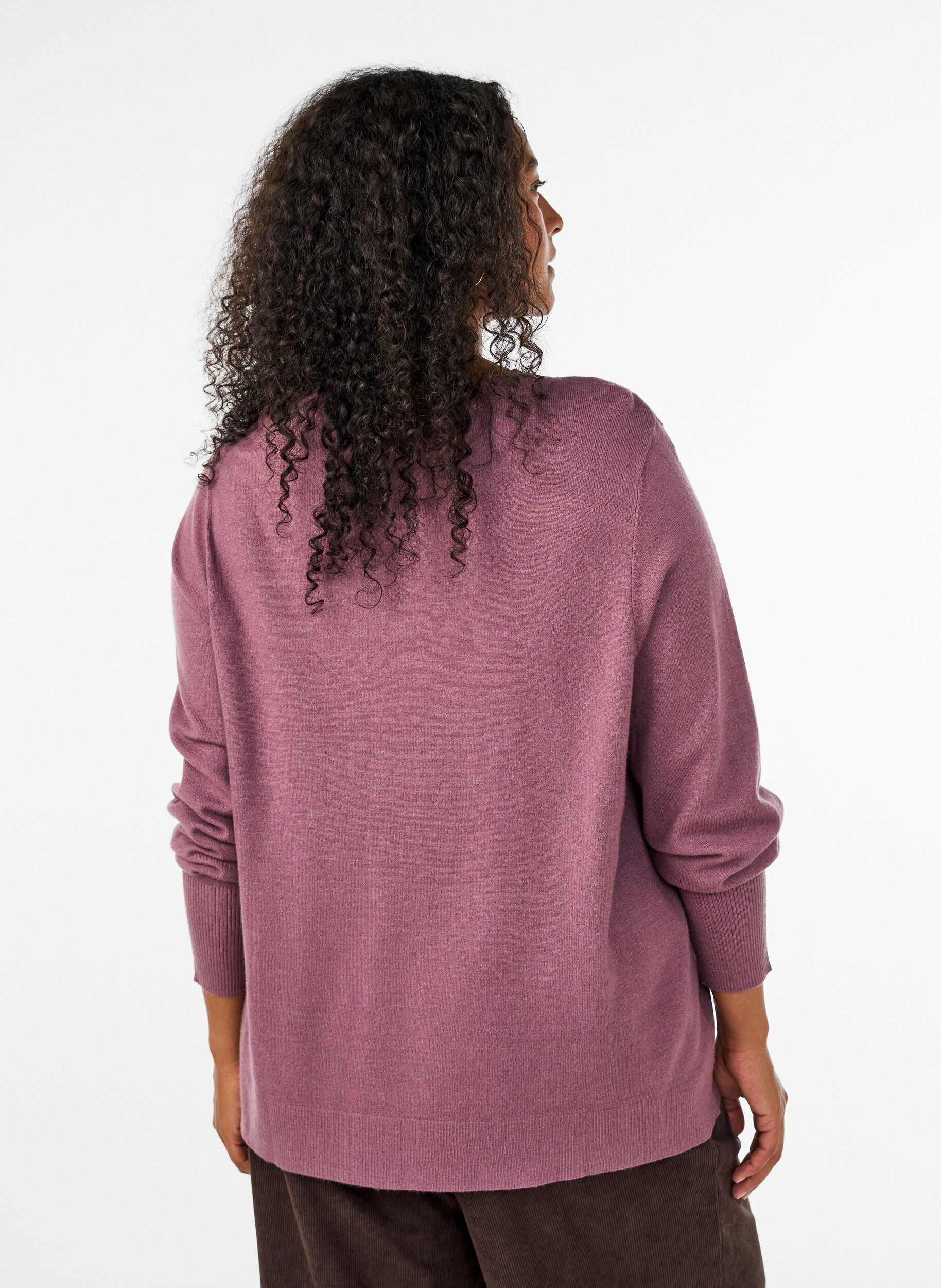 ZizziBlouse en maille avec un col rond, Rose, Model image number 2