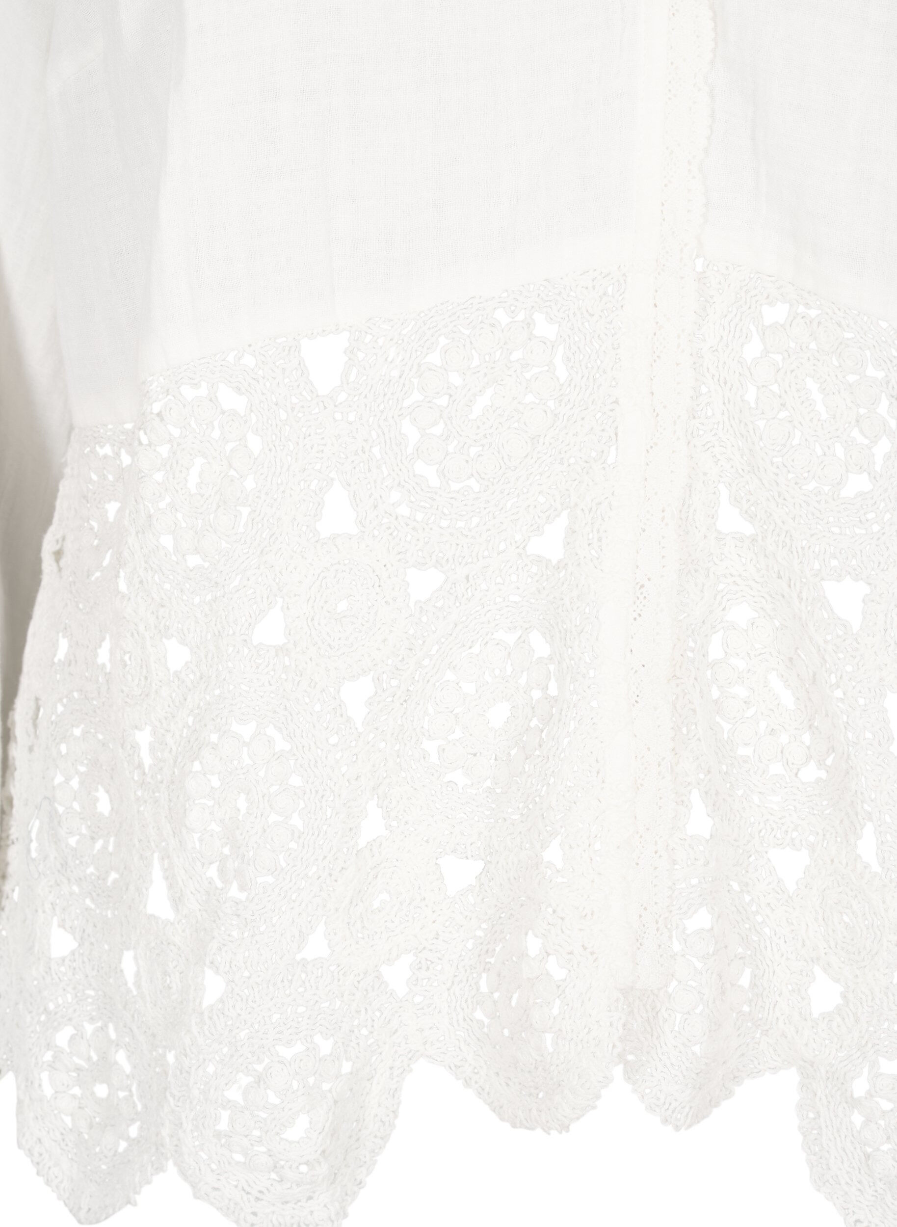 Zizzi Baumwoll-Musselinbluse mit H&auml;keldetails, Vanille, Packshot image number 2