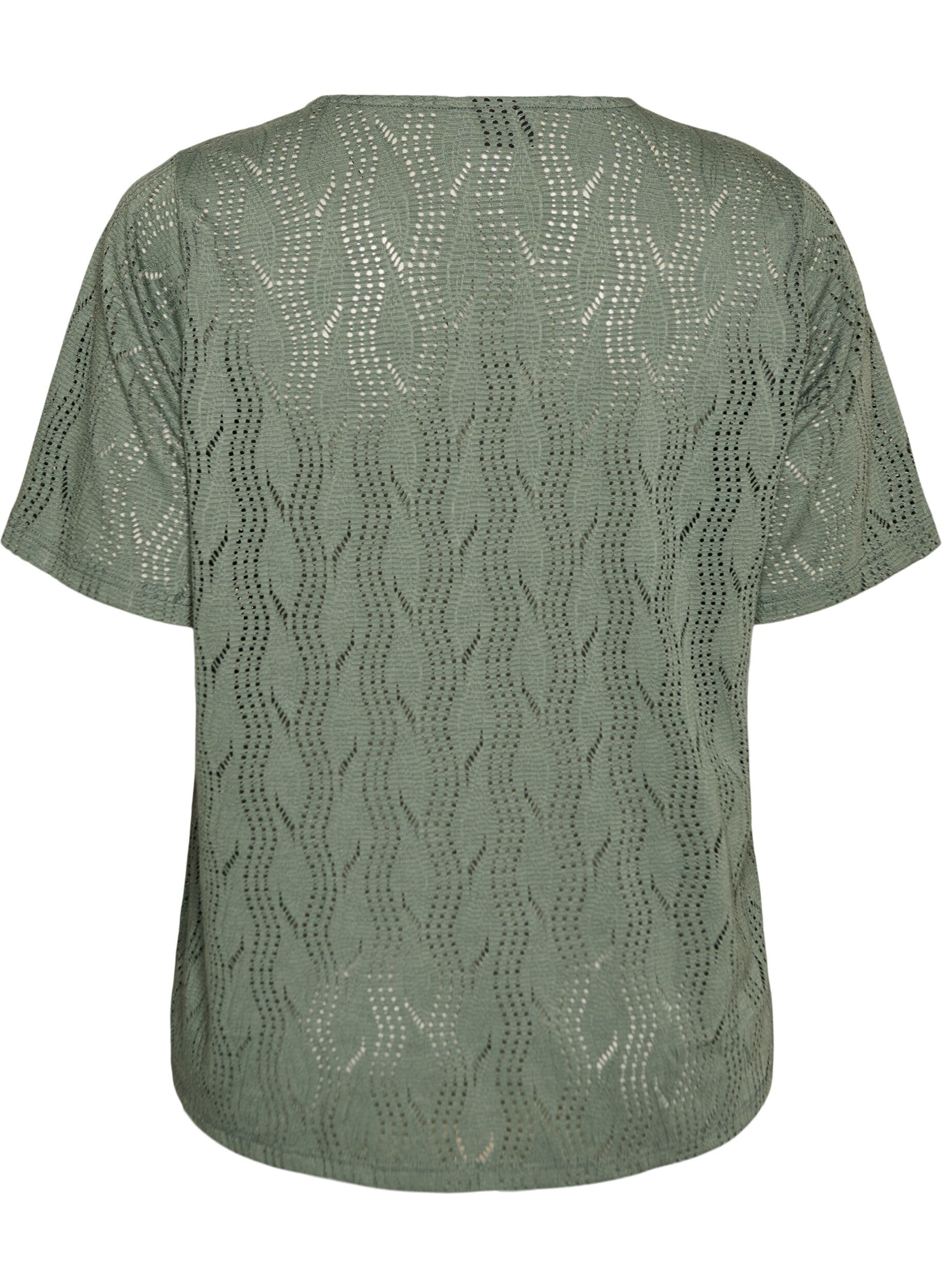 Zizzi T-shirt en jersey avec broderie ajour&eacute;e, Vert fonc&eacute;, Packshot image number 1