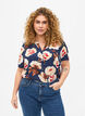 Blouse &agrave; manches courtes et encolure en V , Bleu, Model image number 0