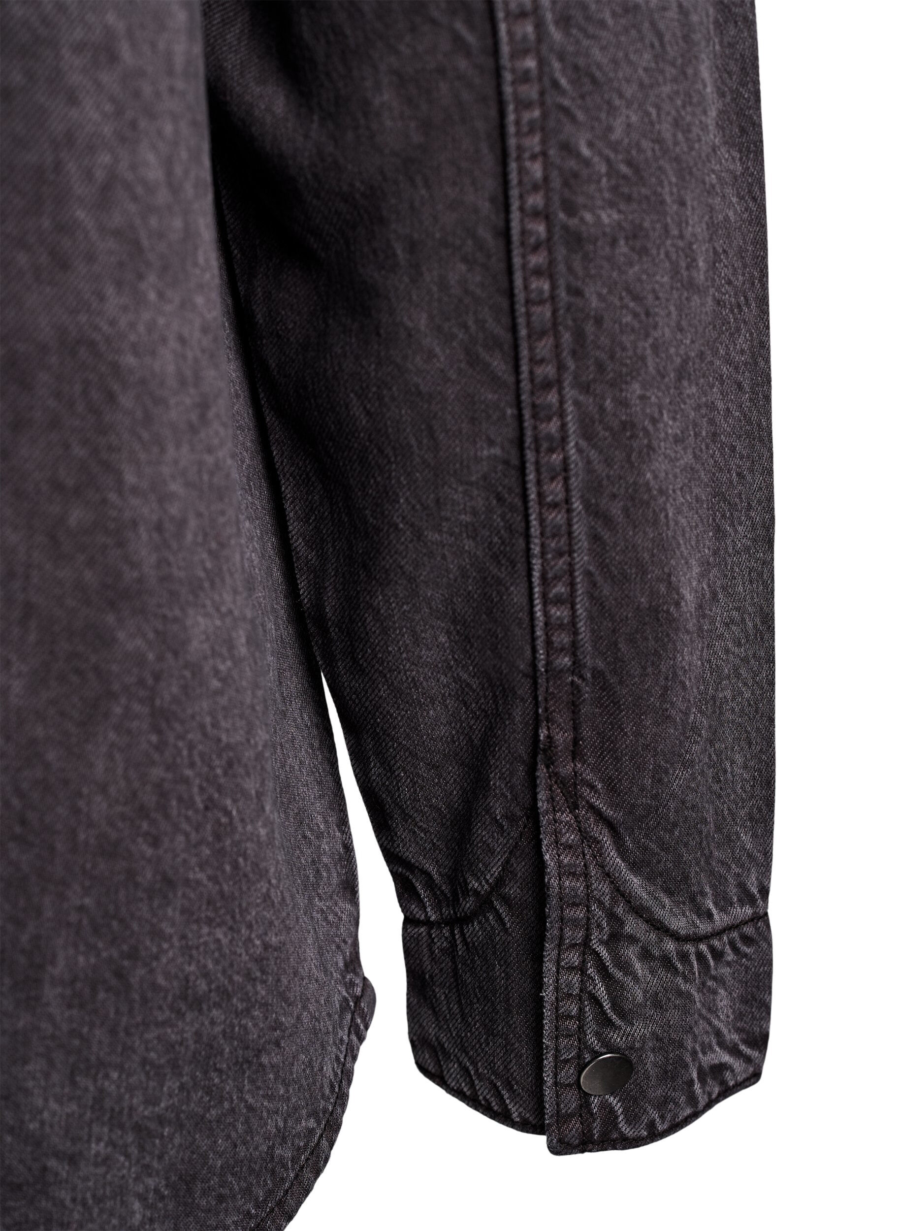 Zizzi Chemise en jean avec poches poitrine, Gris, Packshot image number 3