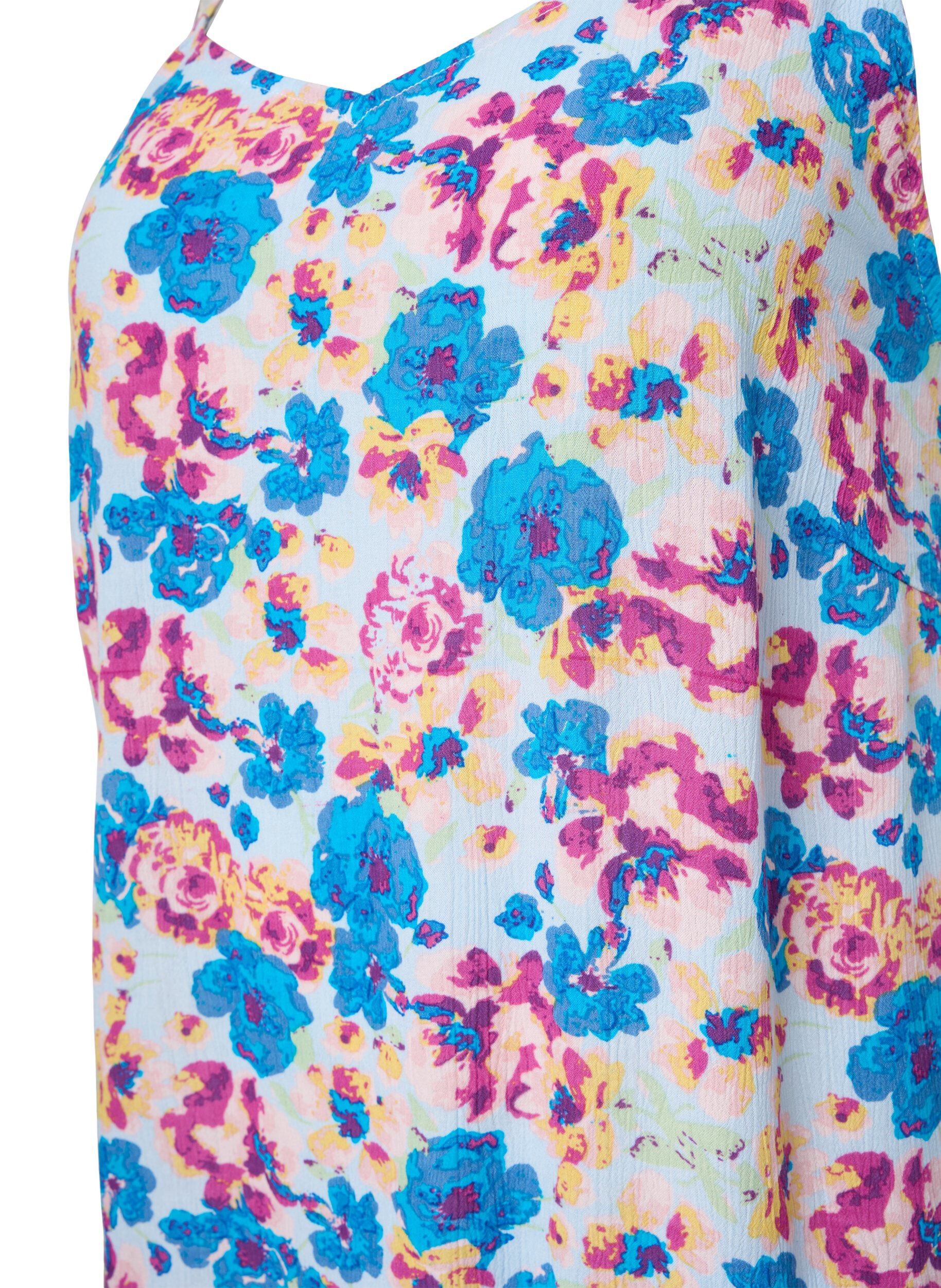 Zizzi Sommerkleid aus Viskose mit Tr&auml;gern, Multi Flower AOP, Packshot image number 2