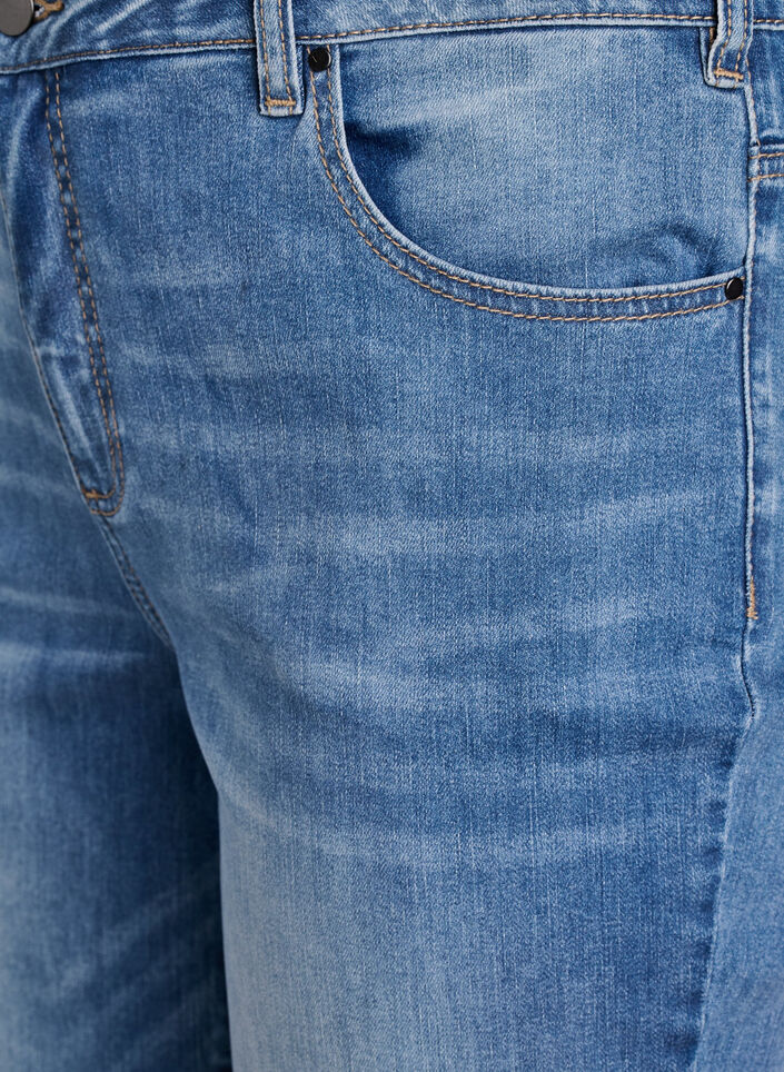 Jean 7/8 retrouss&eacute; et taille haute, Bleu, Packshot image number 2