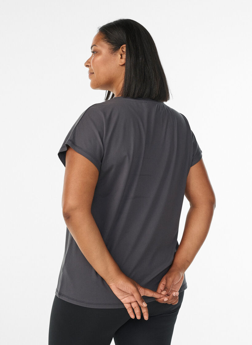 Einfarbiges Trainings-T-Shirt, Grau, Model image number 2